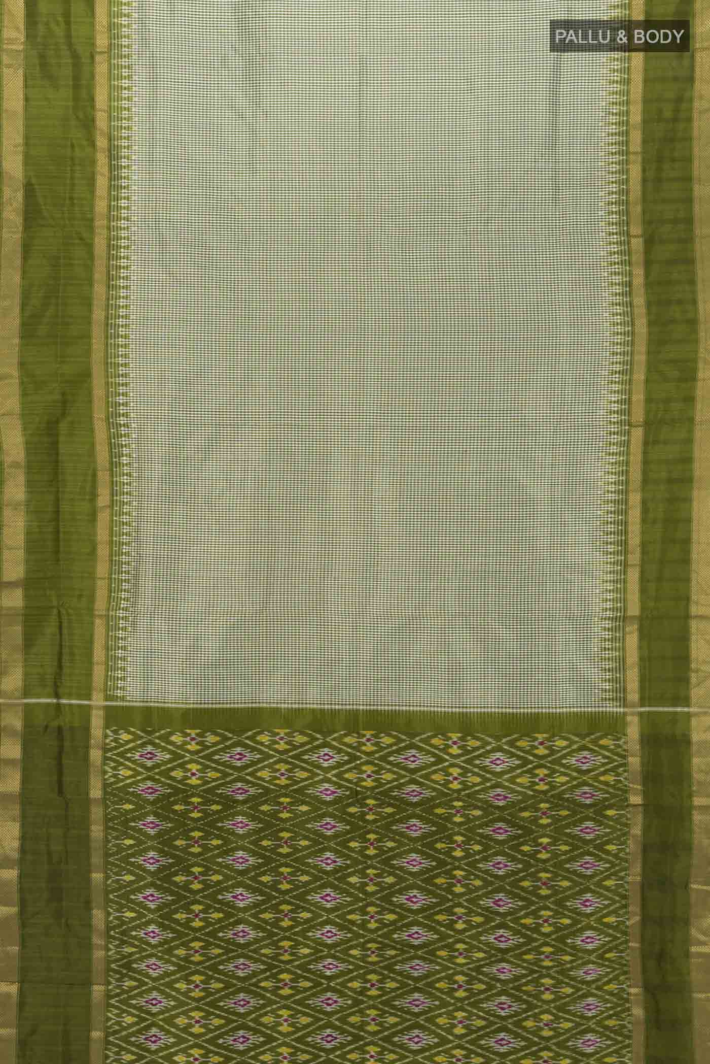 Mehandi Green Pochampally Silk Saree - Image 5