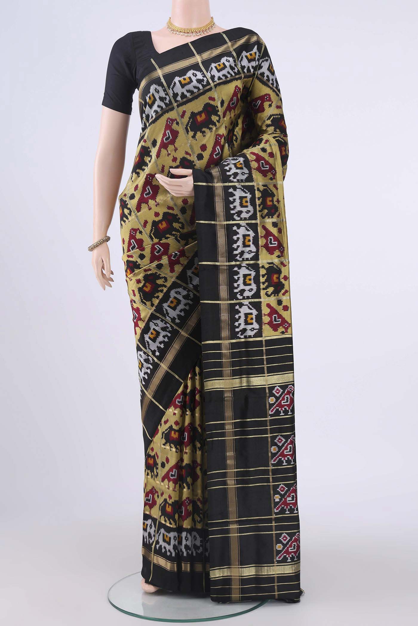 Mehandi Green Pochampally Silk Saree