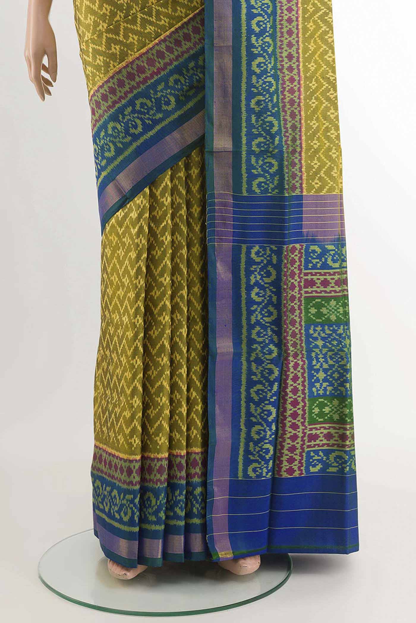 Mehandi Green Rajkot Patola Silk Saree - Image 3