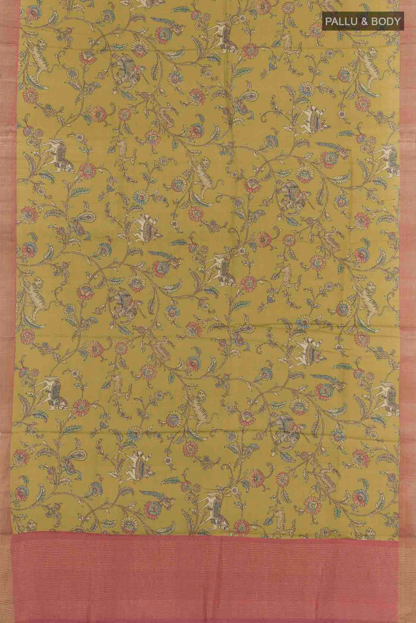 Mehandi Green Tussar Saree - Image 3