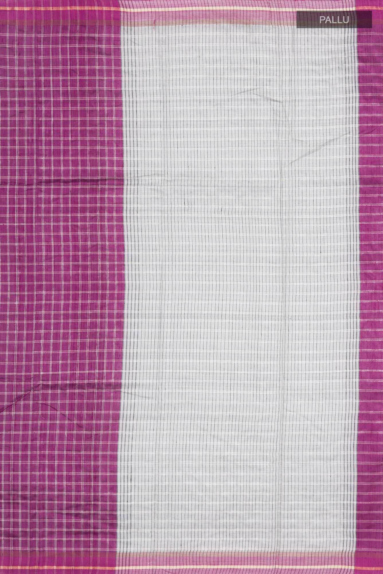 Metallic Magenta-Magenta Bhagalpuri Tussar Silk Saree - Image 5