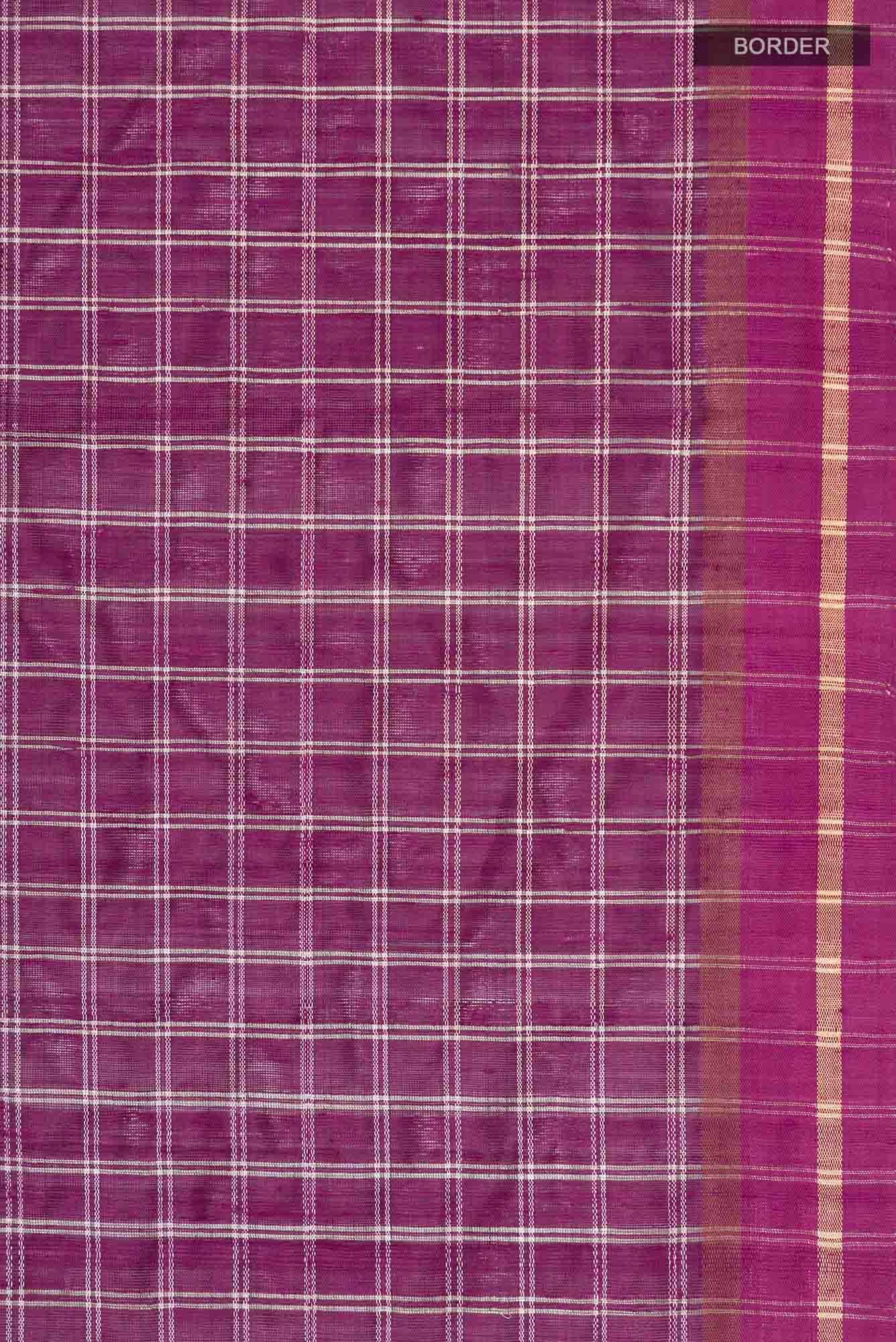 Metallic Magenta-Magenta Bhagalpuri Tussar Silk Saree - Image 6