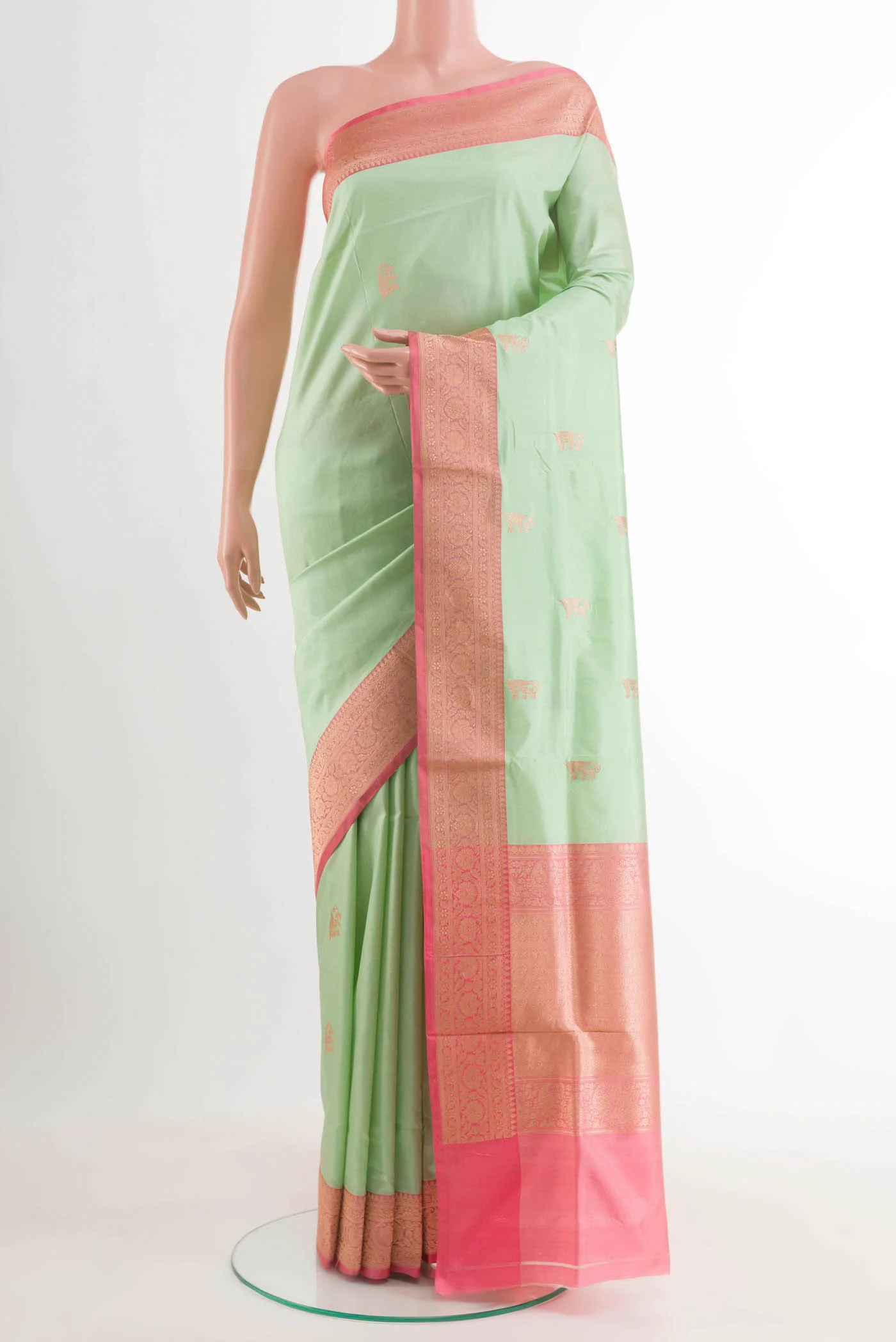 Mint Green Banarasi Katan Silk Saree