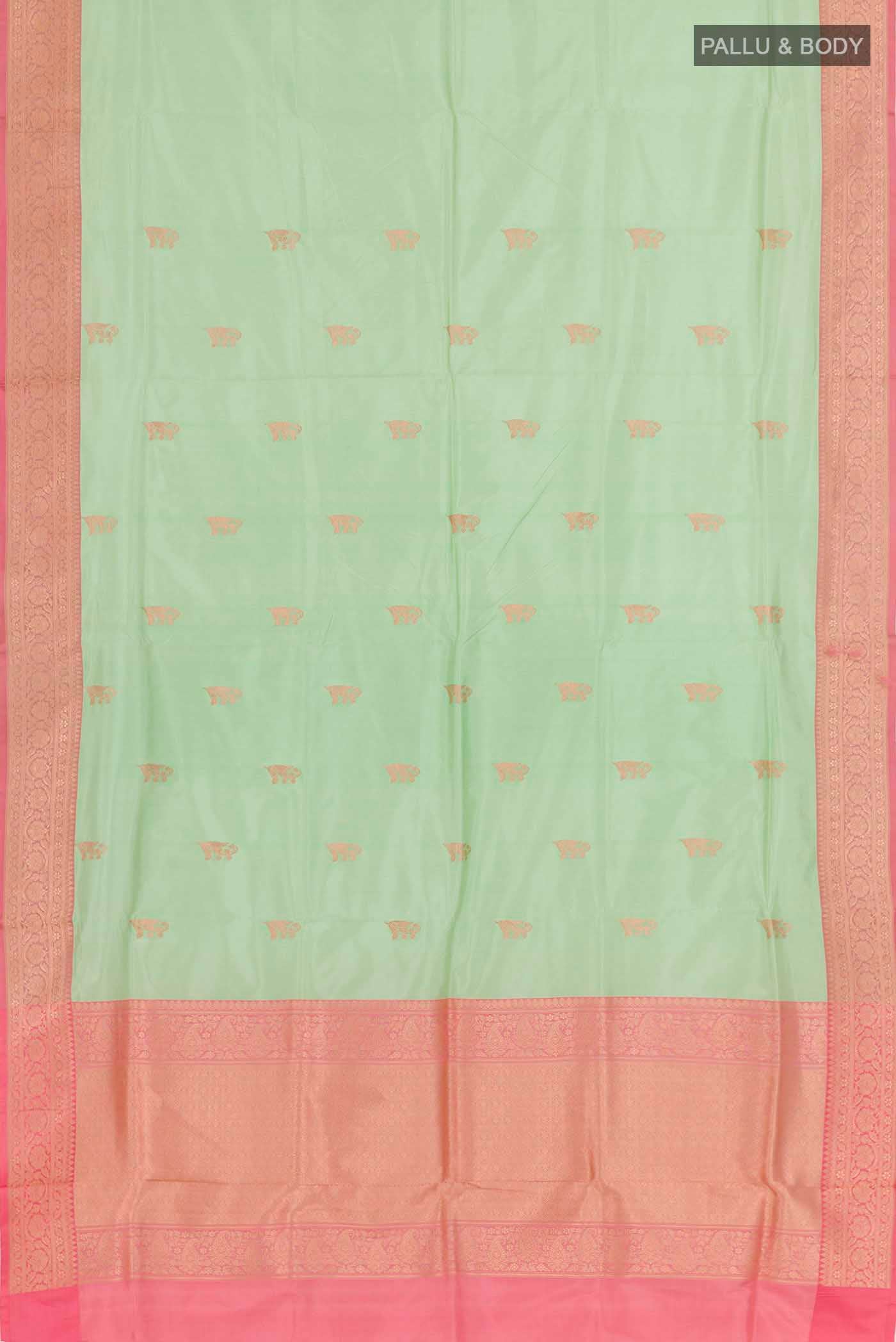 Mint Green Banarasi Katan Silk Saree - Image 3