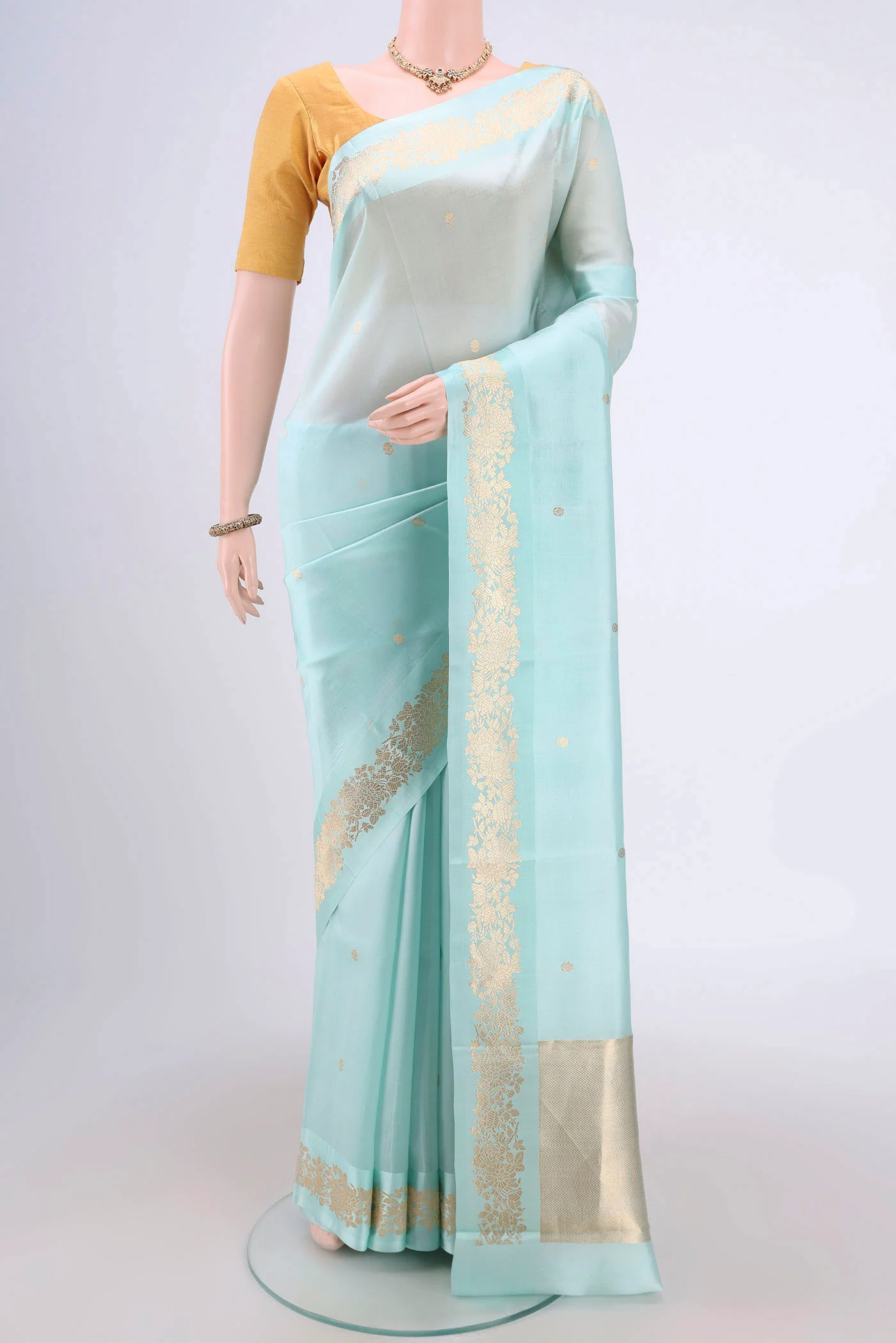 Light Blue Banarasi Silk Saree