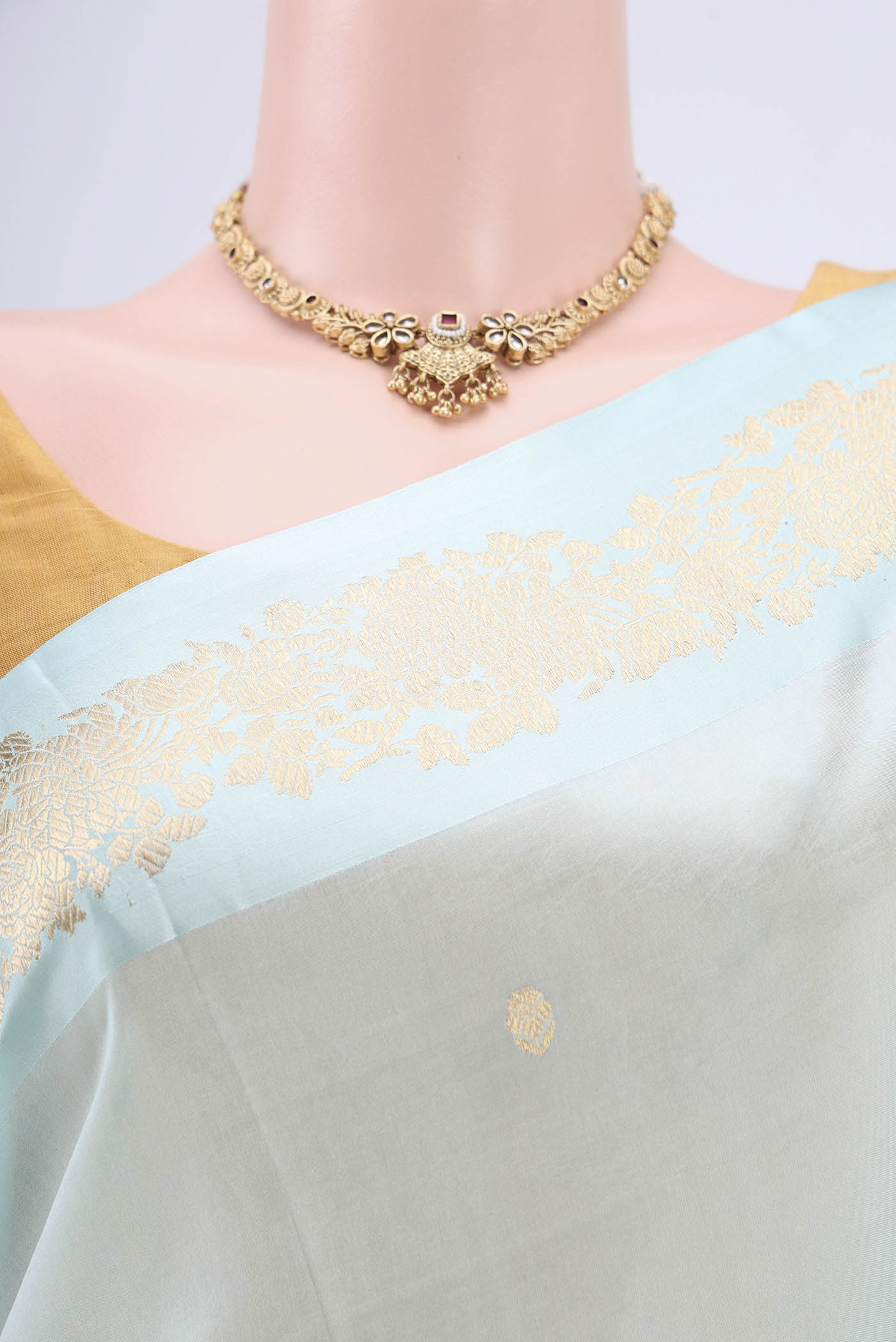 Light Blue Banarasi Silk Saree - Image 2