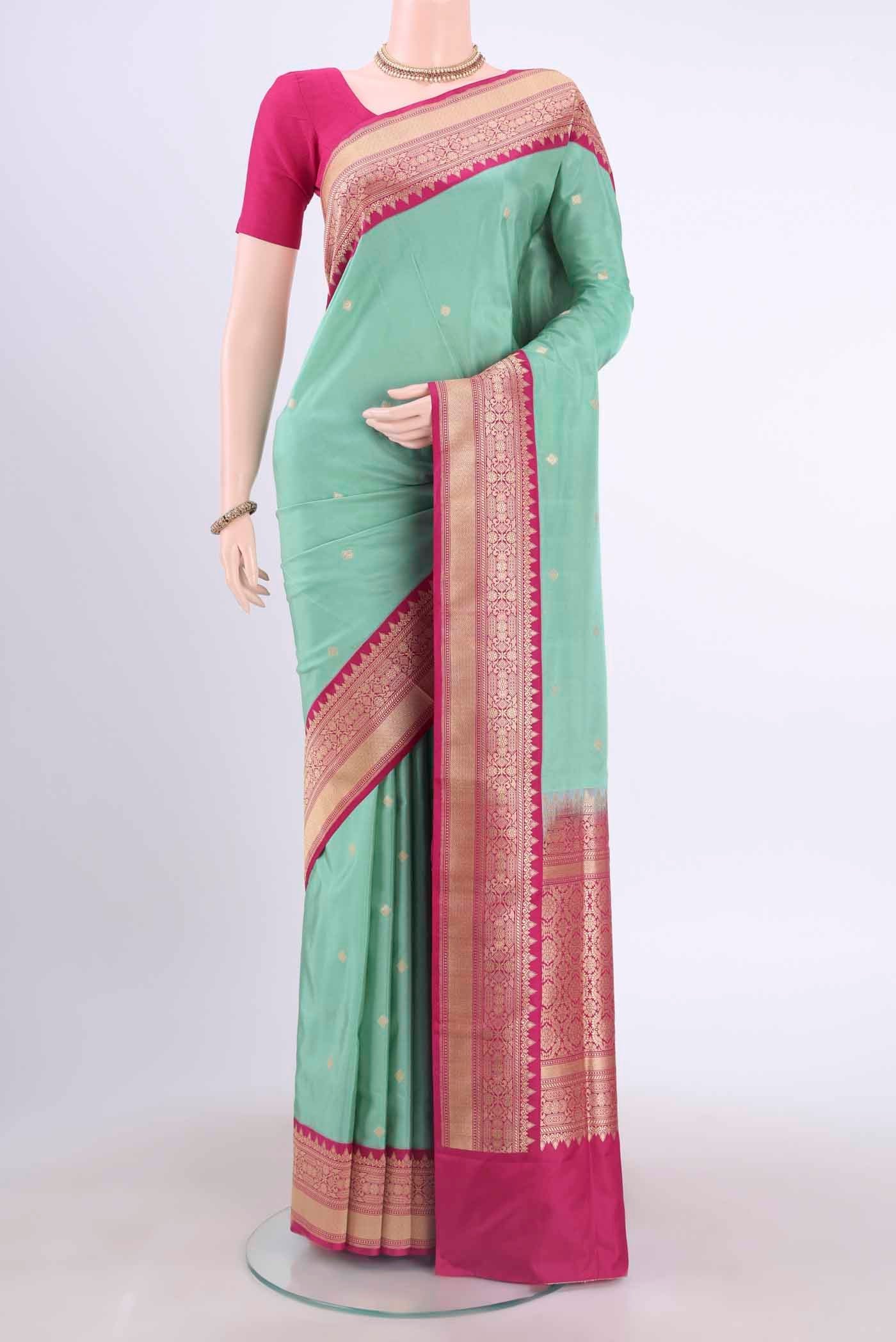 Mint Green Dual Tone Banarasi Silk Saree