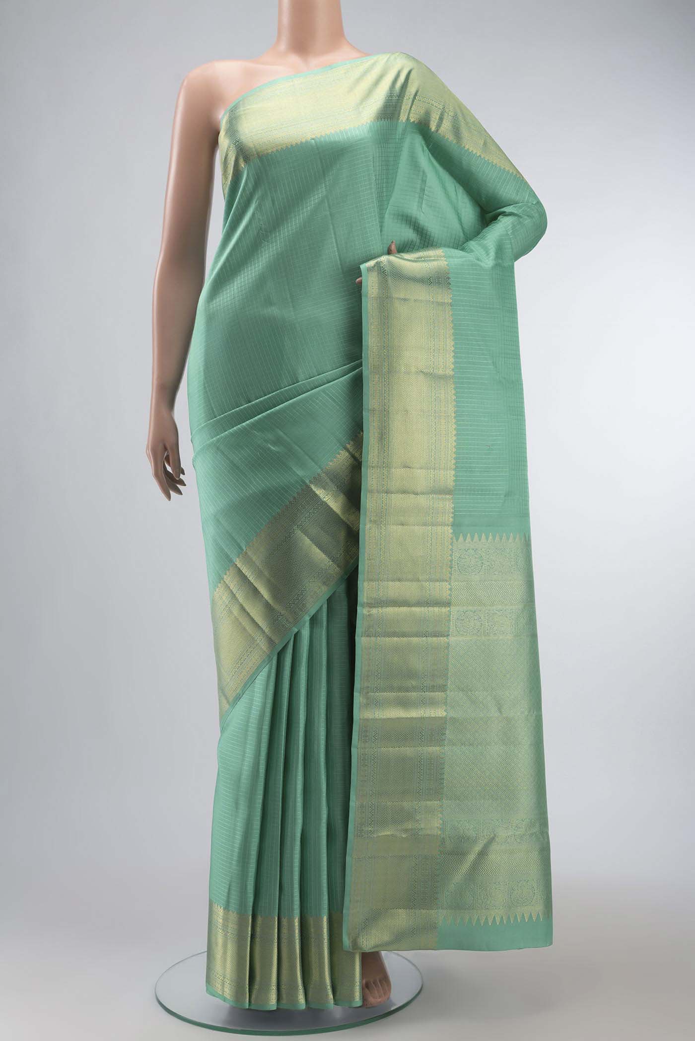 Mint Green Kanchipuram Silk Saree