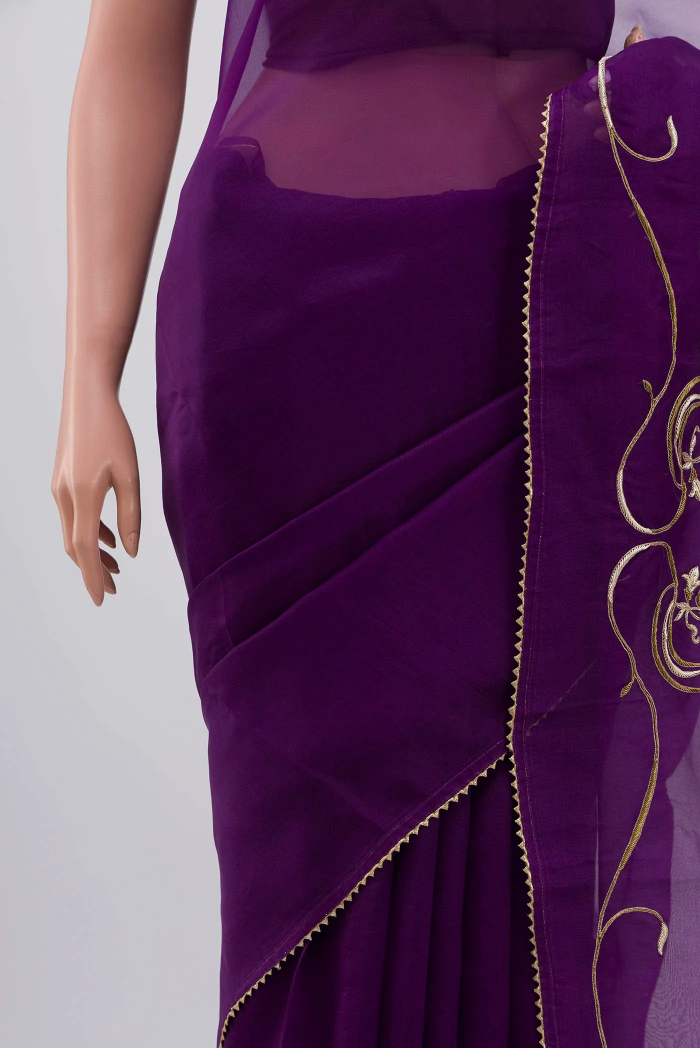 Mira-Violet Organza Silk Saree - Image 4