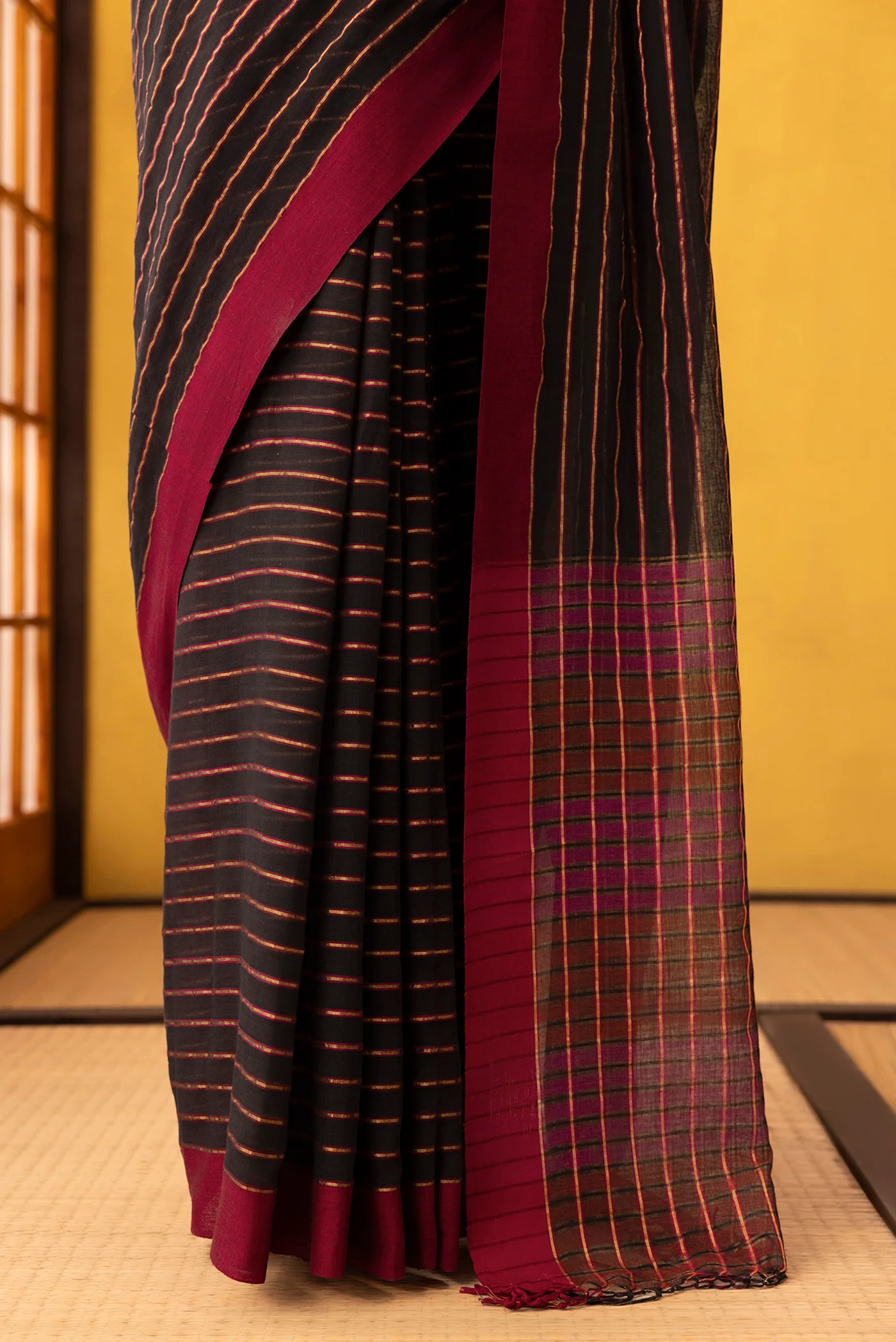 Mishri-Black Cotton Saree - Image 5