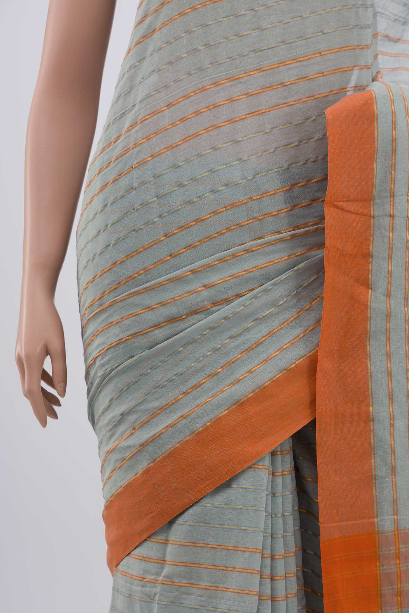 Mishri-Light Blue Cotton Saree - Image 3