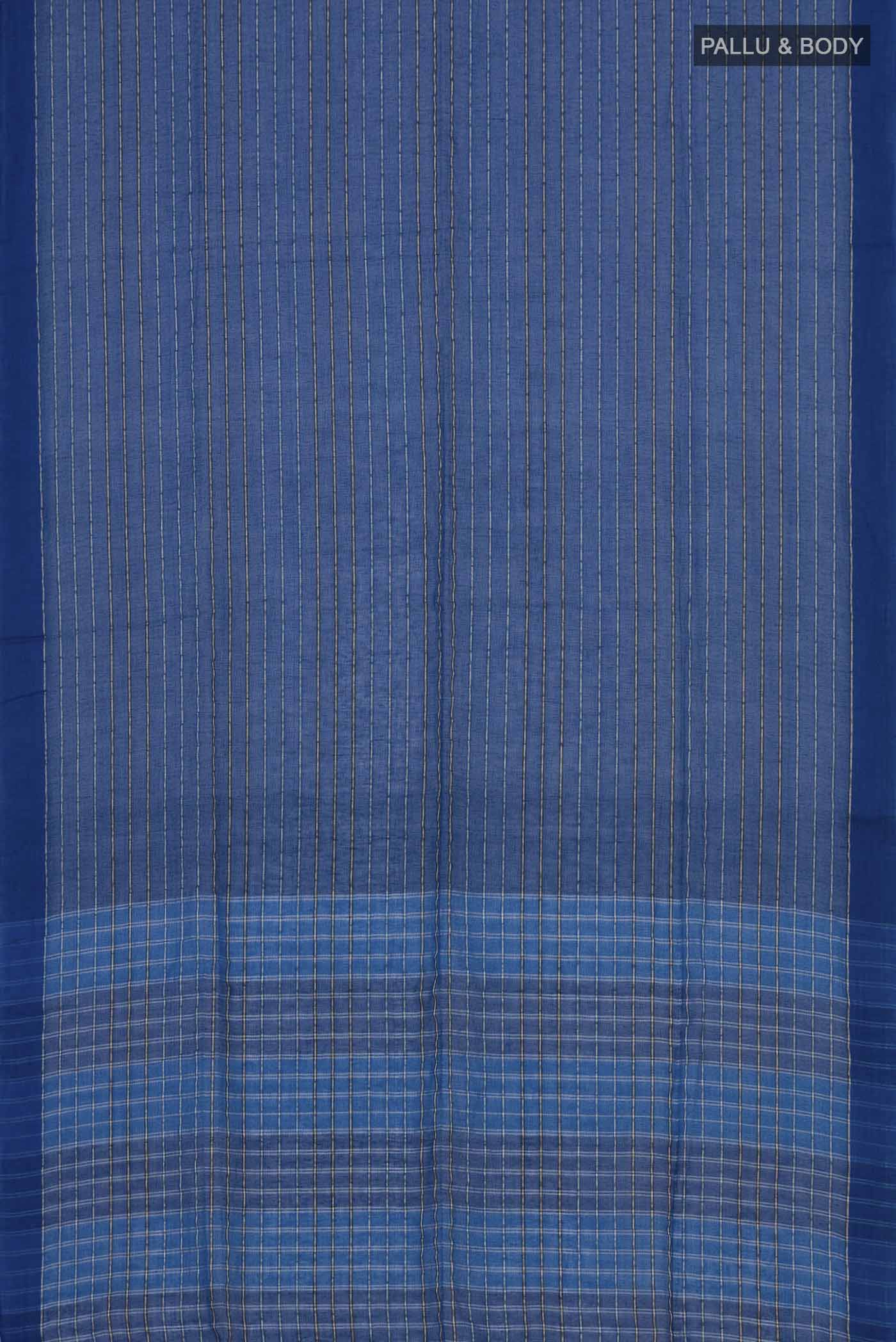 Mishri-Navy Blue Cotton Saree - Image 6