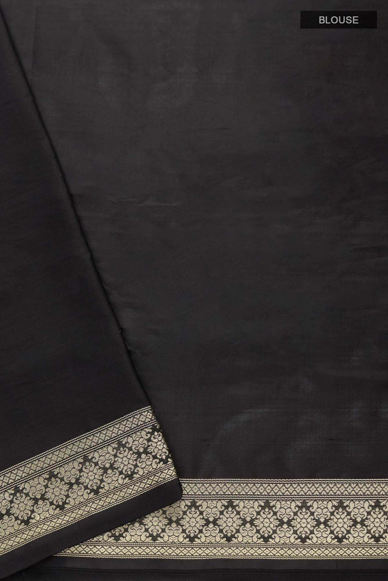 Mor-Black Banarasi Silk Saree - Image 11