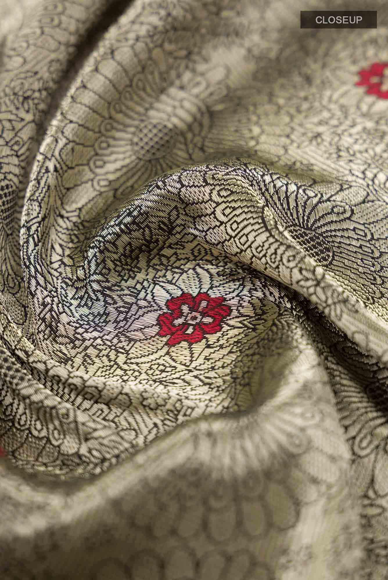 Mor-Black Banarasi Silk Saree - Image 4