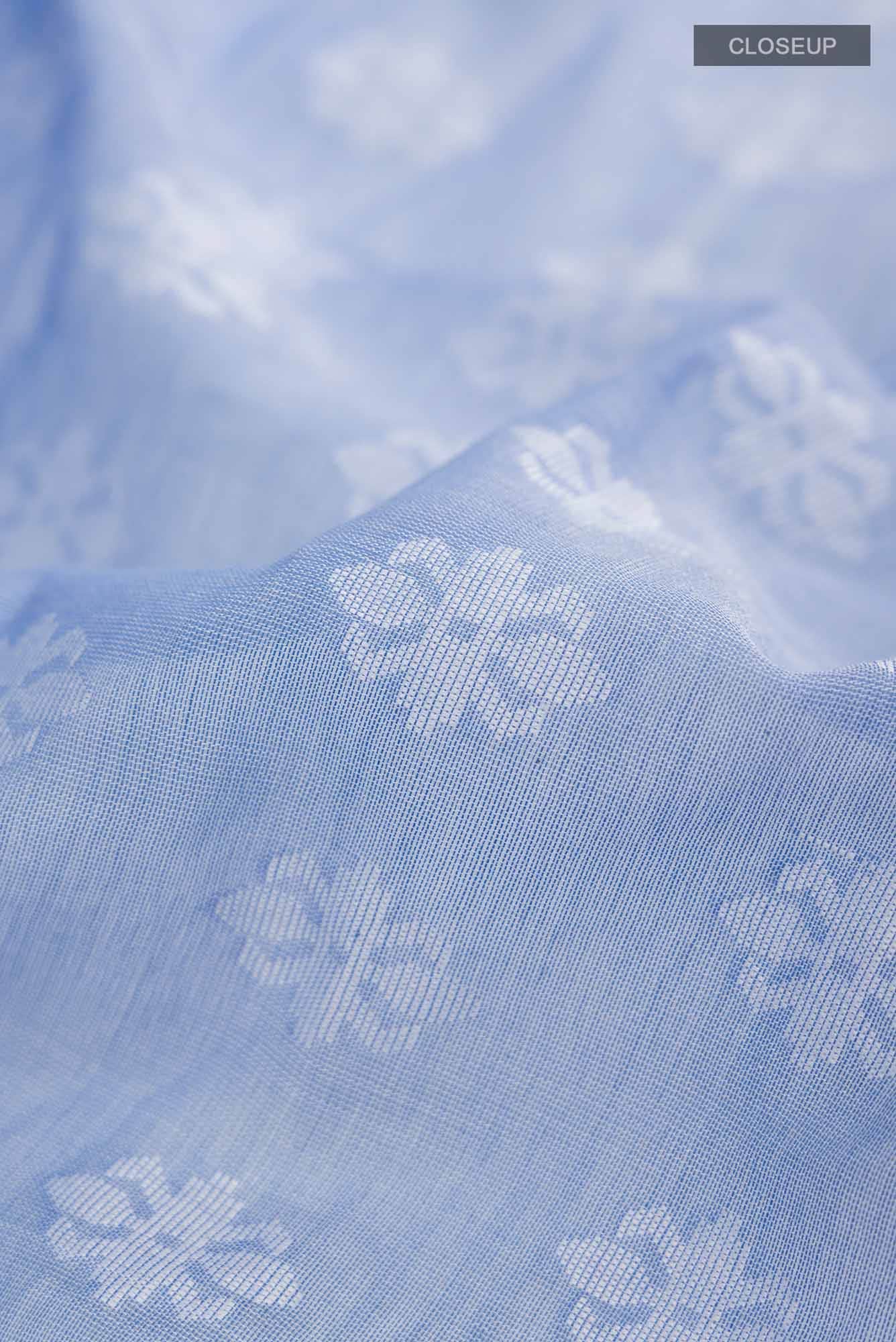 Mrinal-Powder Blue Bengal Cotton saree - Image 3