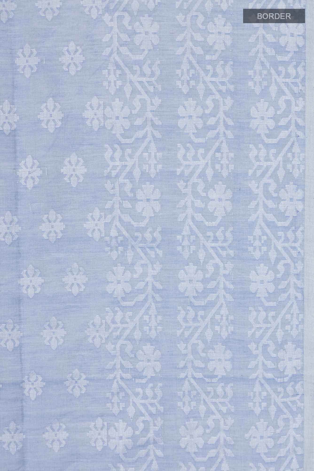 Mrinal-Powder Blue Bengal Cotton saree - Image 7