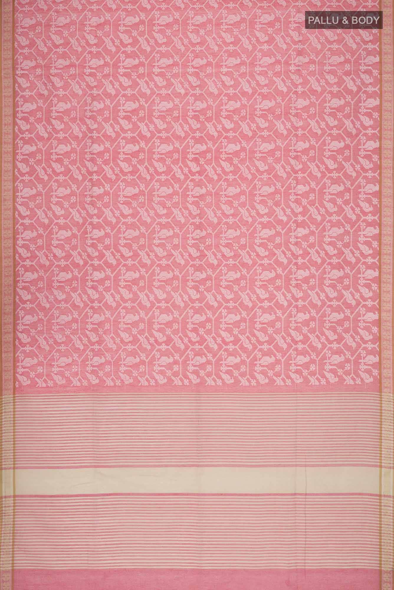 Mrinmayi-Peach Bengal Cotton Saree - Image 4