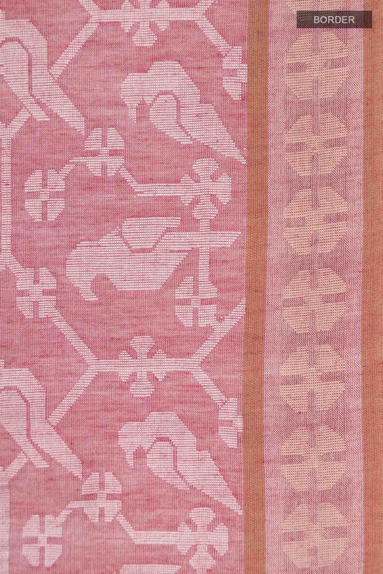 Mrinmayi-Peach Bengal Cotton Saree - Image 5