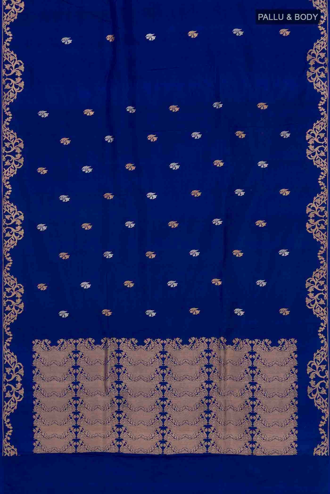 Mrunali-Blue Banarasi Katan Silk Saree - Image 6