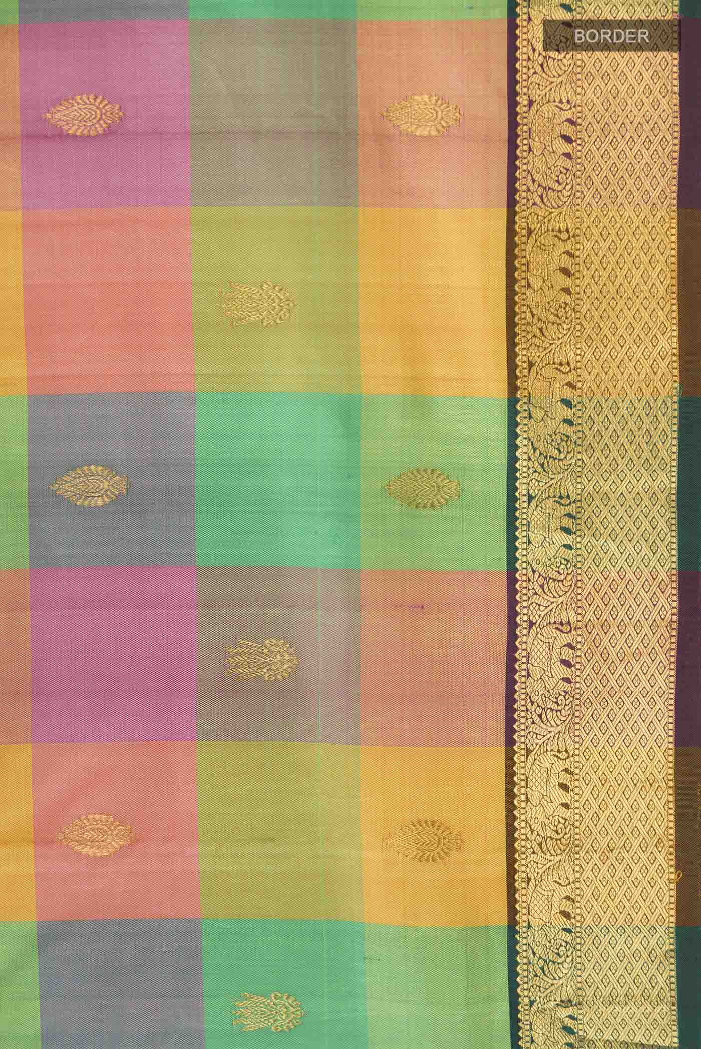 Multi Color Kanchipuram Silk Saree - Image 3