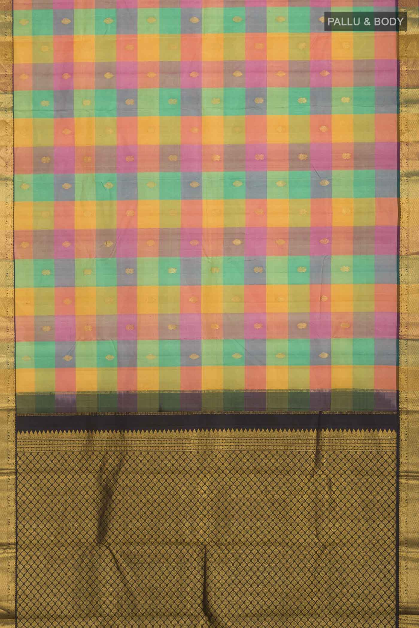Multi Color Kanchipuram Silk Saree - Image 6