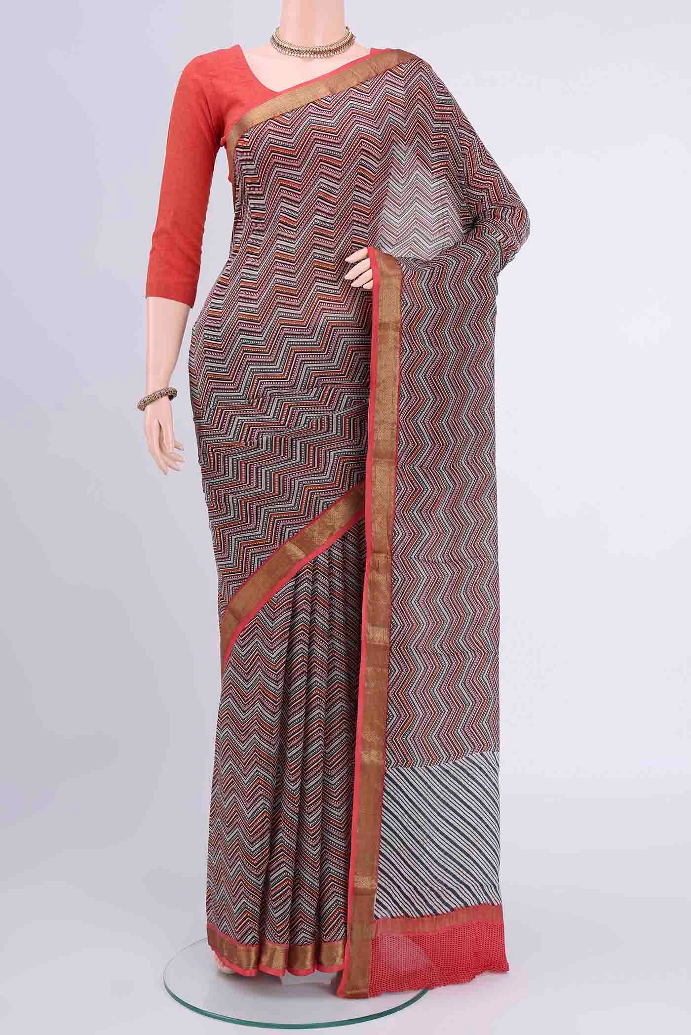 Multi Color Mysore Crepe Saree