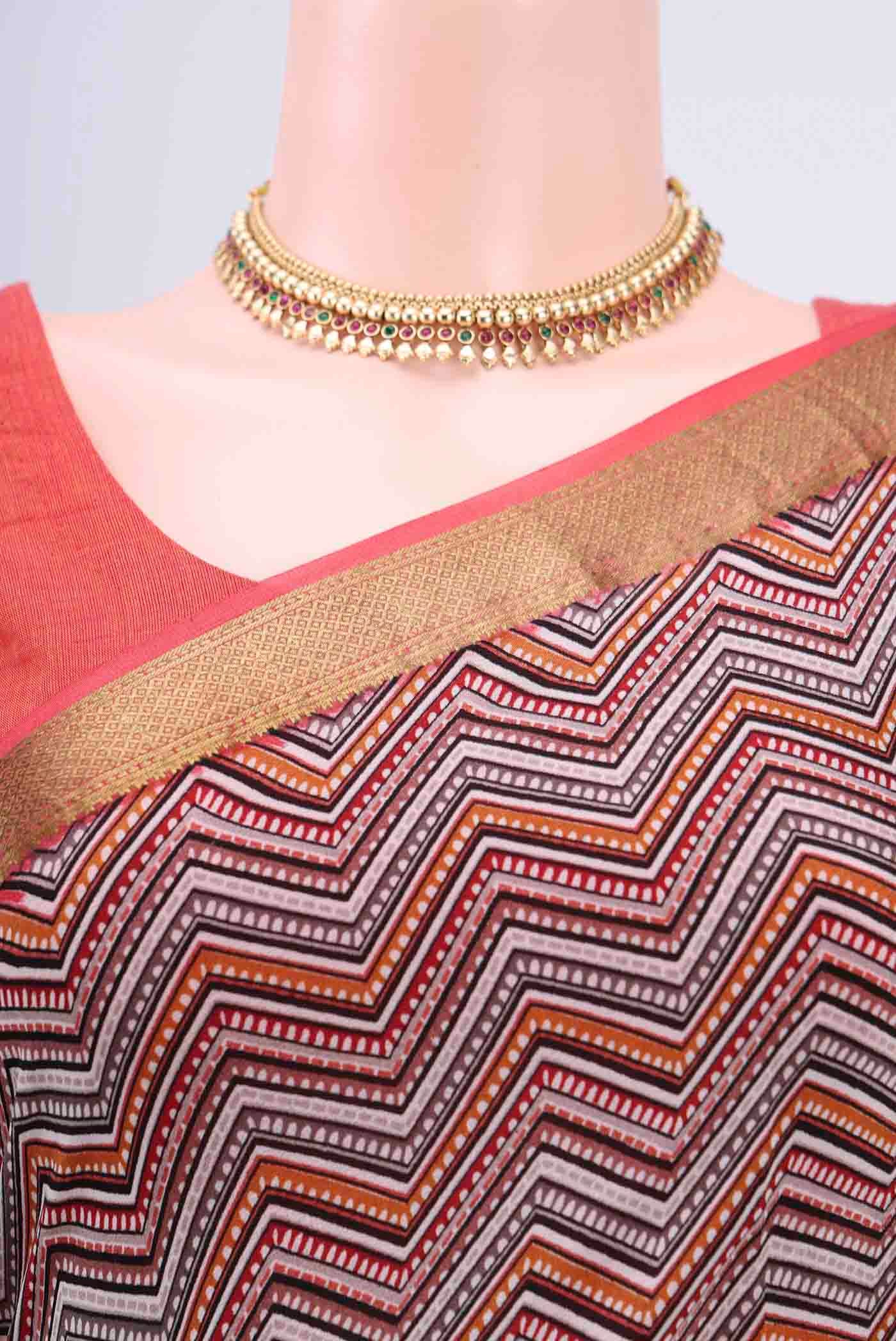 Multi Color Mysore Crepe Saree - Image 2