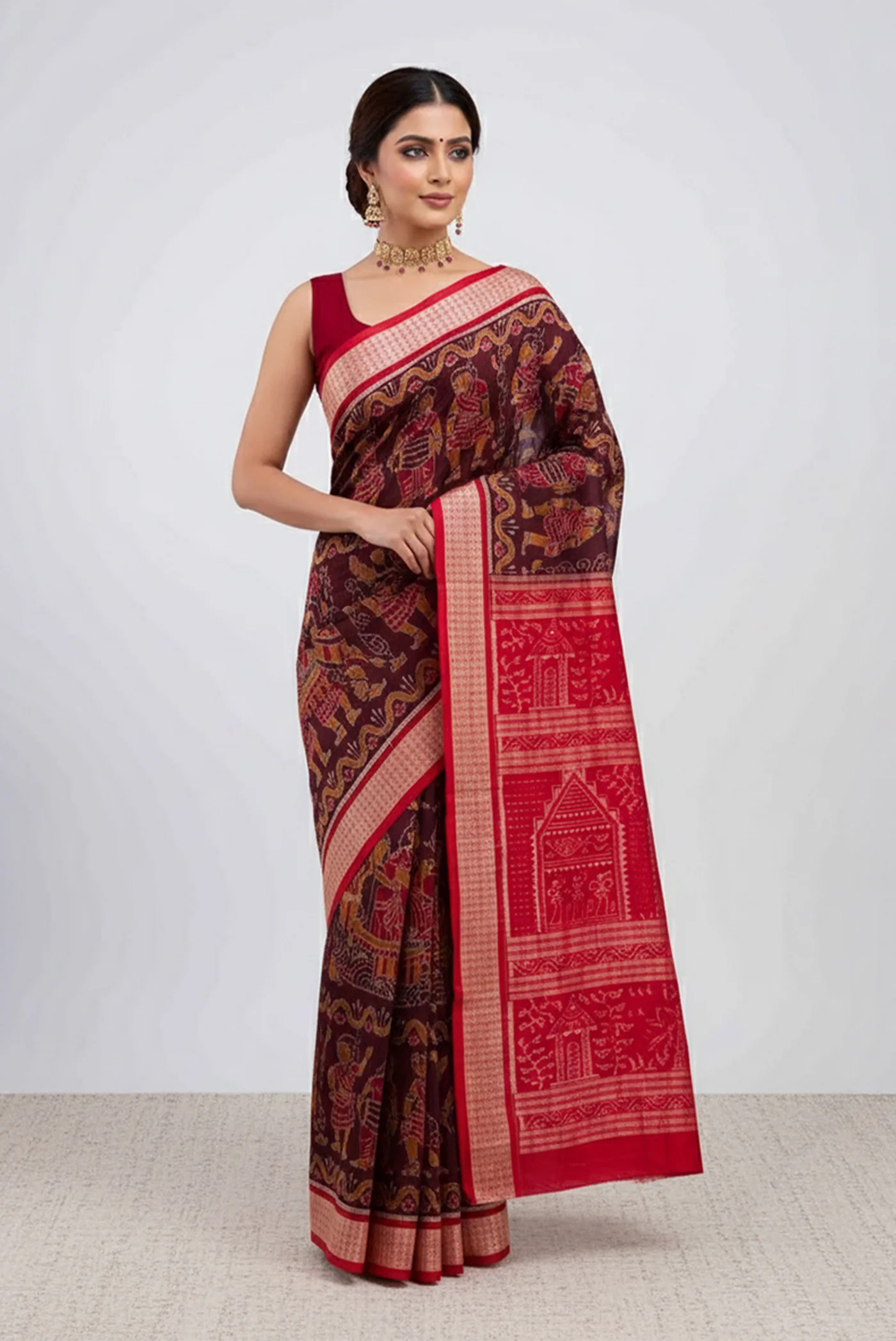 Coffee Brown Orissa Silk Saree