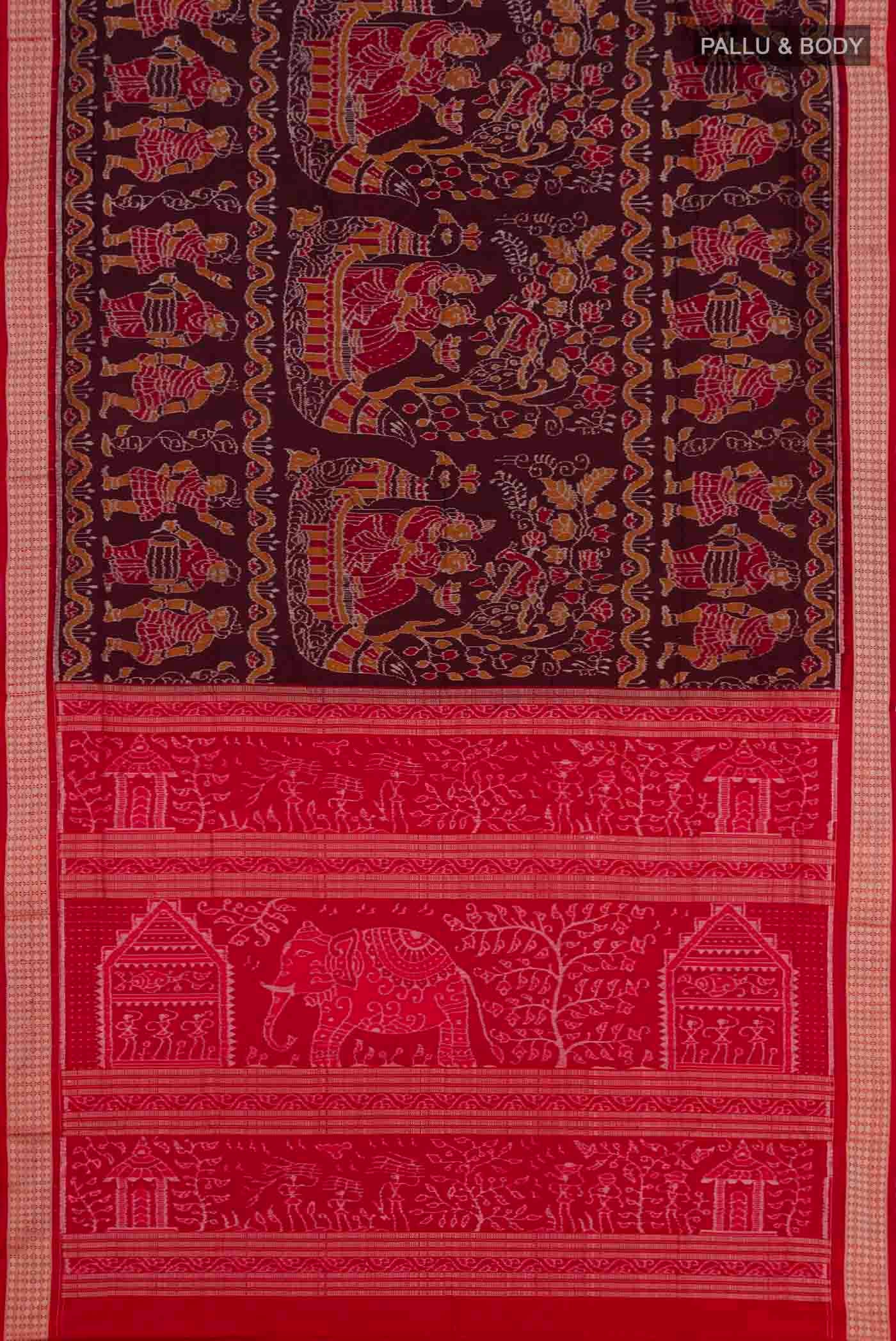 Coffee Brown Orissa Silk Saree - Image 6