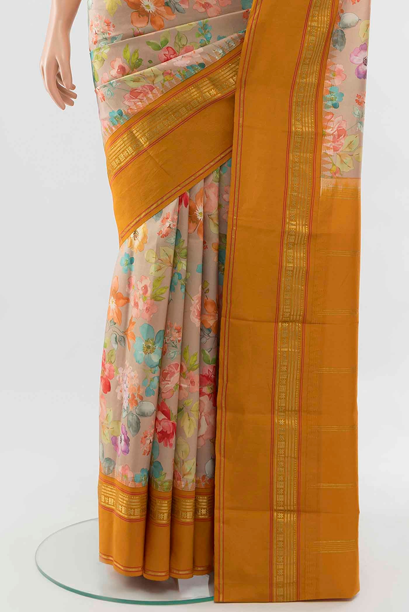 Multi Color Printed Silk Saree - Image 3