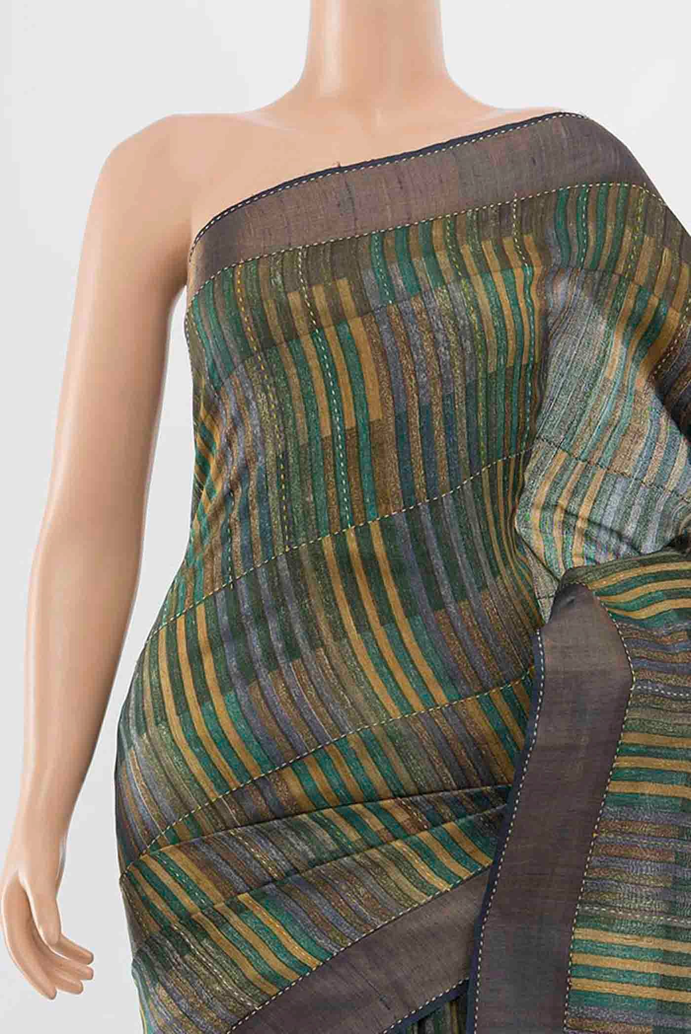Multi Color Tussar Silk Saree - Image 2