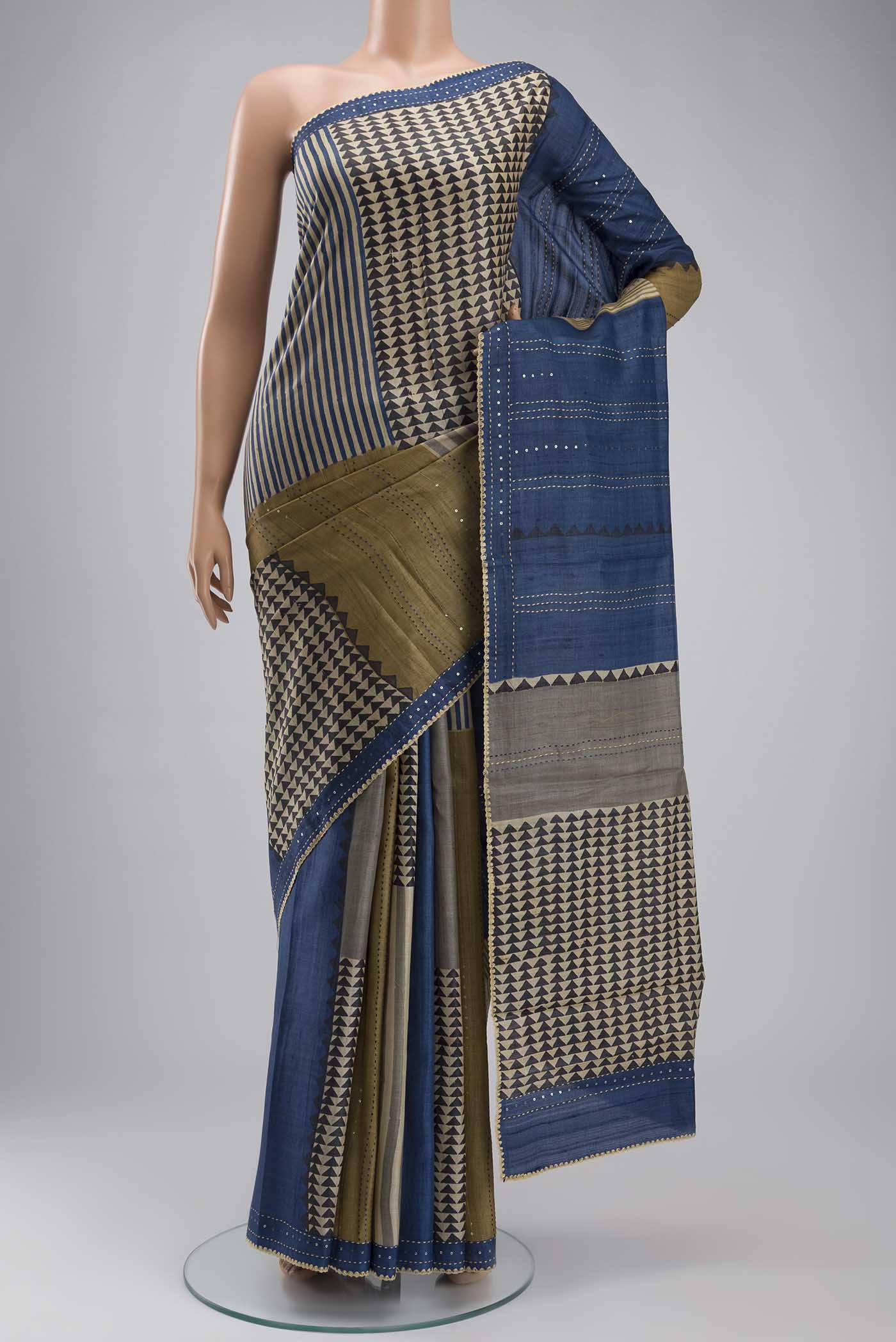 Multi Color Tussar Silk Saree