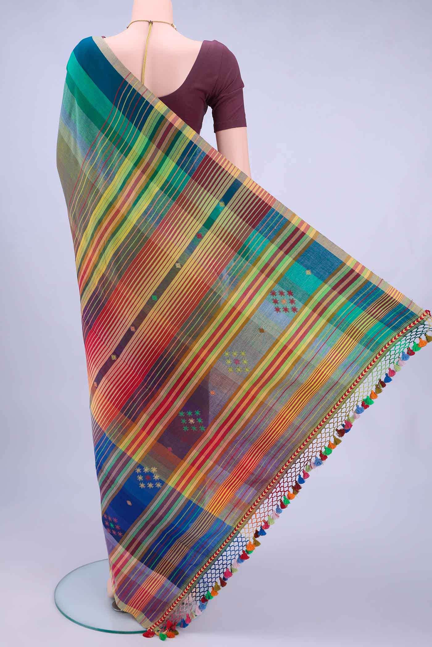 Multi Khadi Cotton Saree - Image 2
