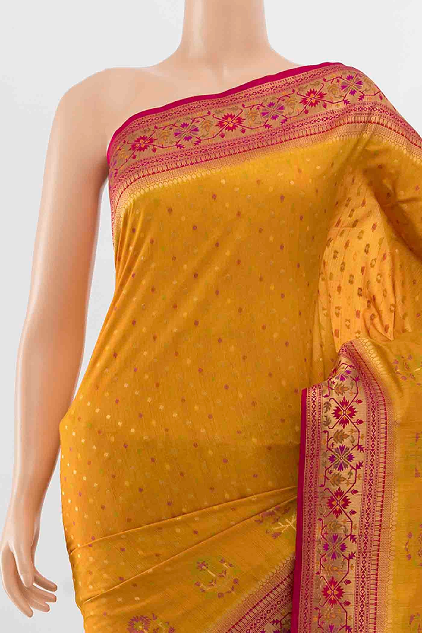 Yellow Blended Art Silk Saree - Image 2