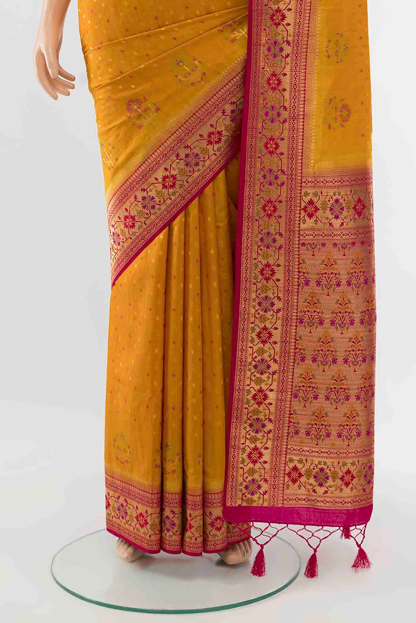 Yellow Blended Art Silk Saree - Image 3