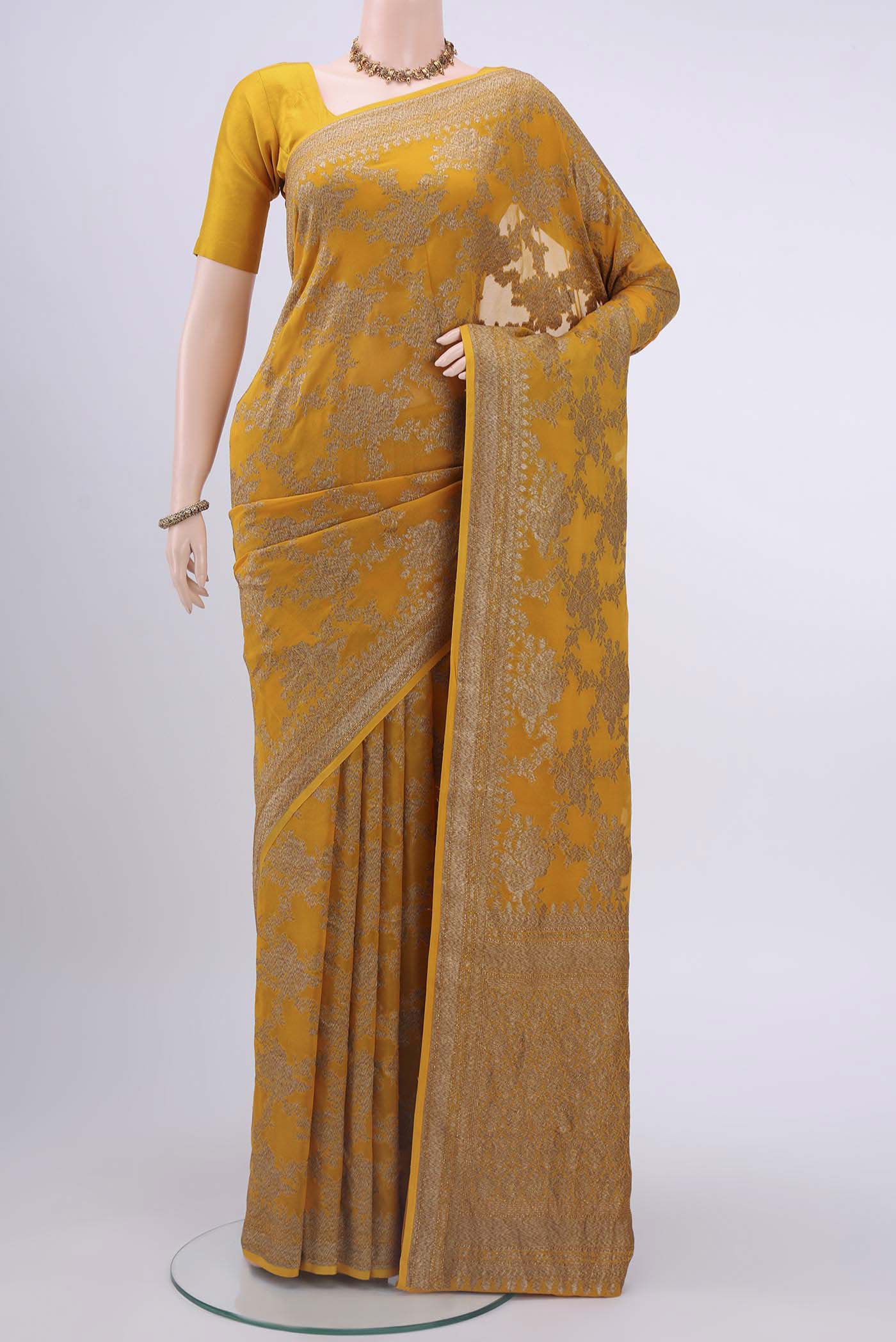 Mustard Banarasi Georgette Saree