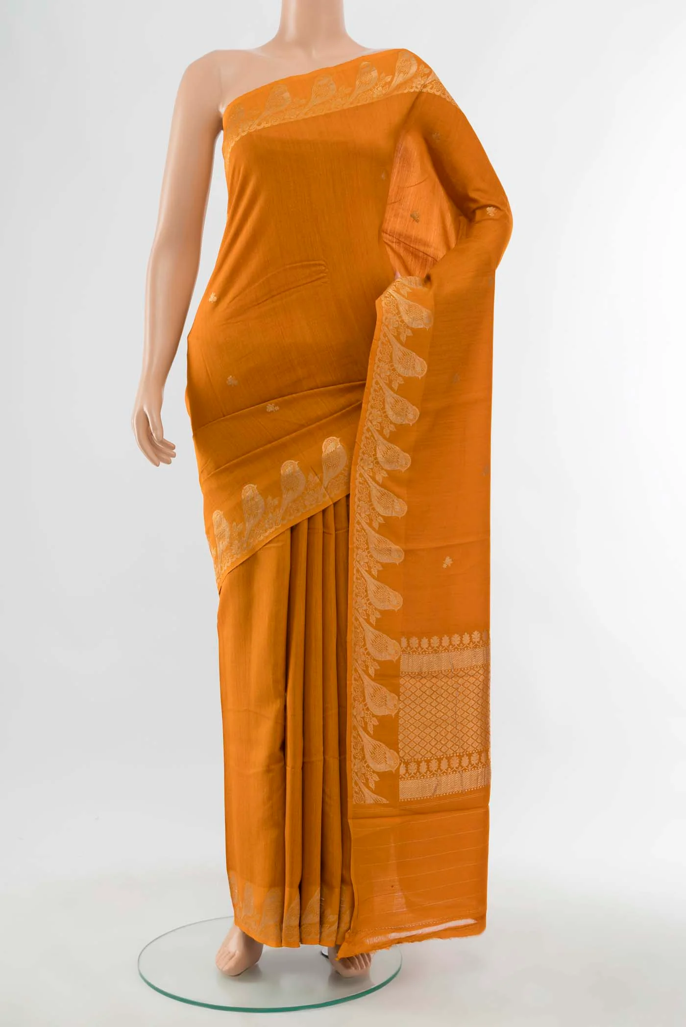Mustard Tussar Silk Saree