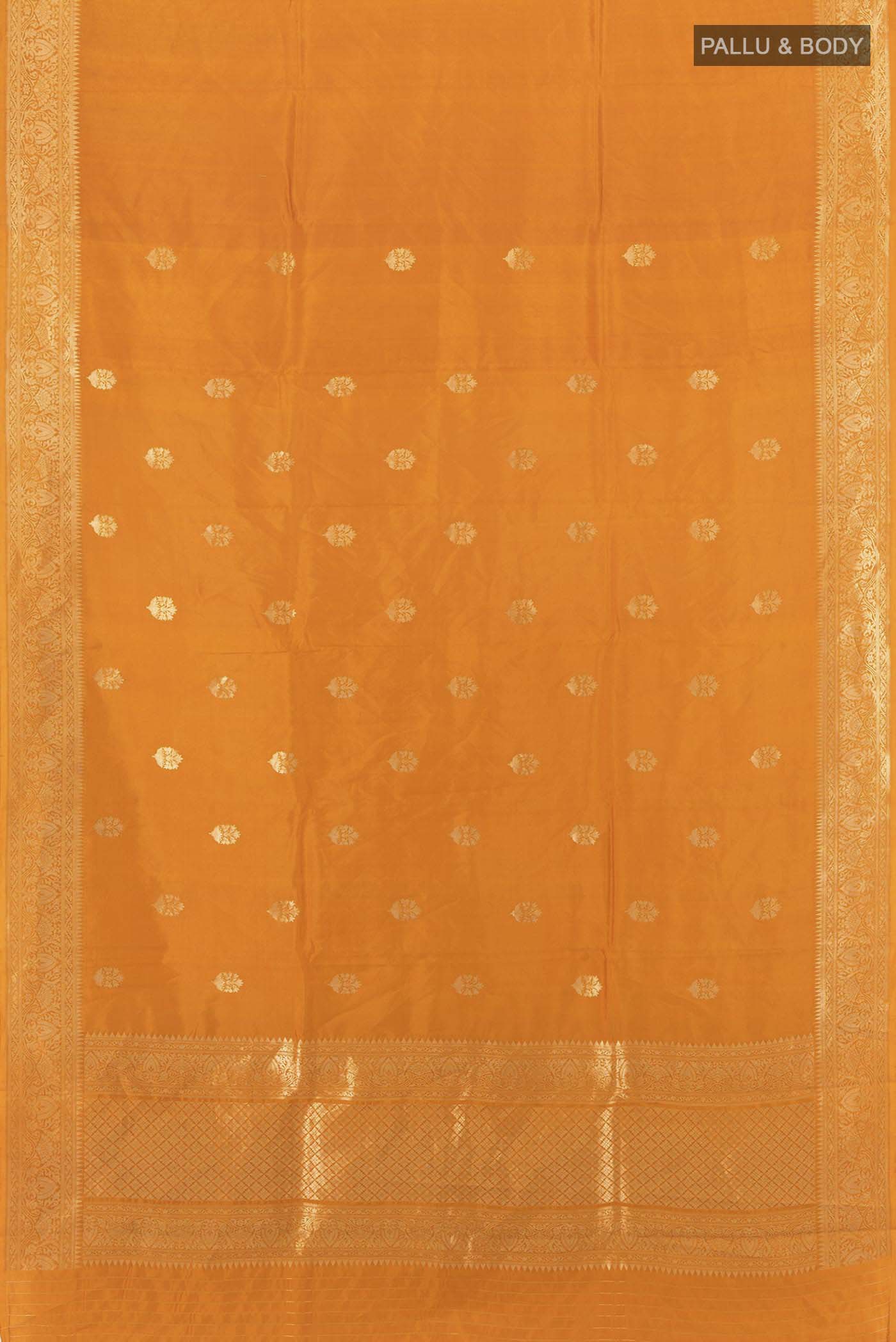 Mustard Banarasi Katan Silk Saree - Image 5