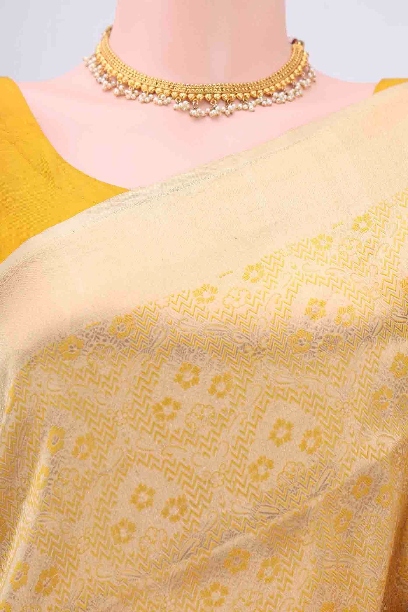 Mustard Banarasi Silk Saree - Image 2