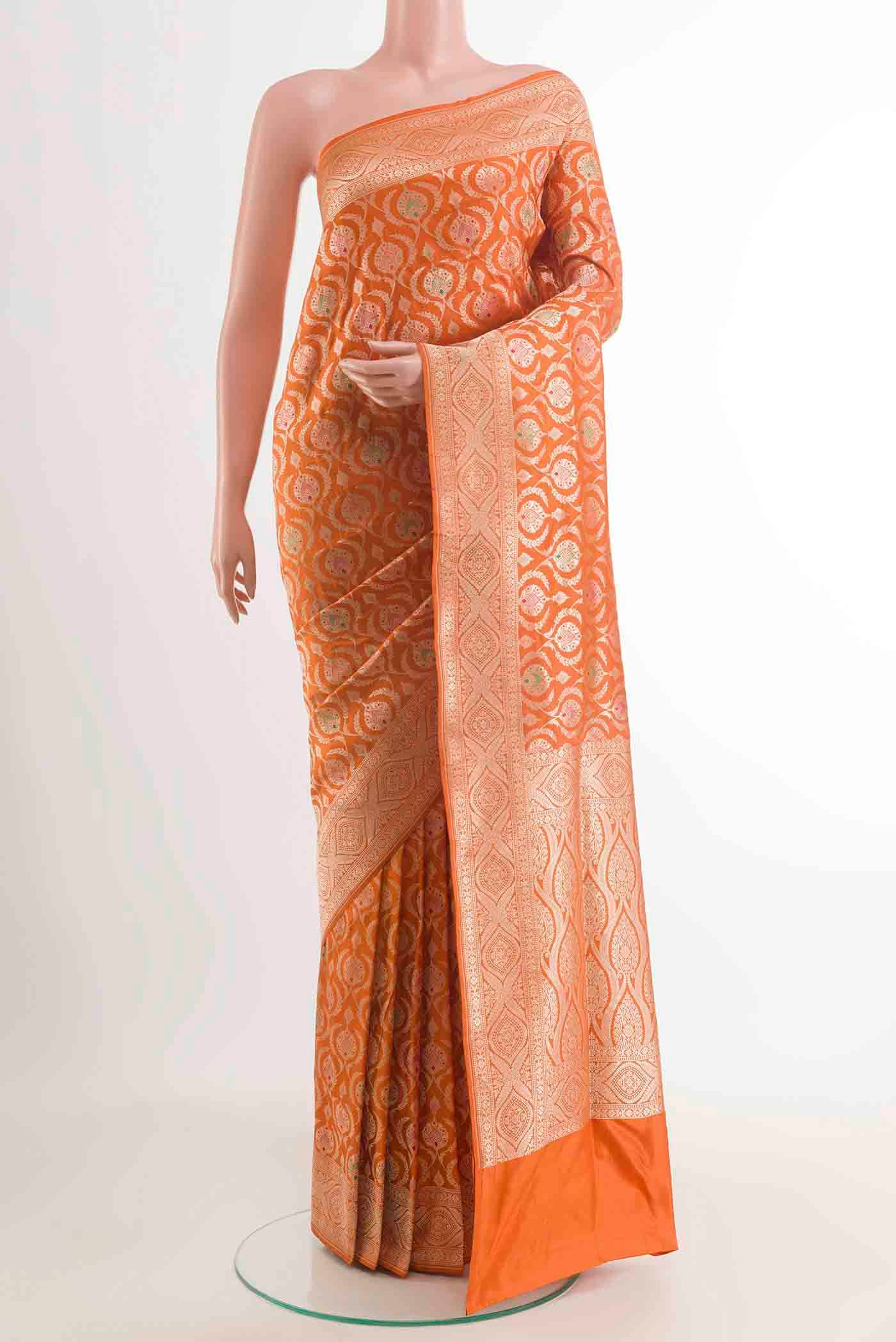 Orange Banarasi Silk Saree