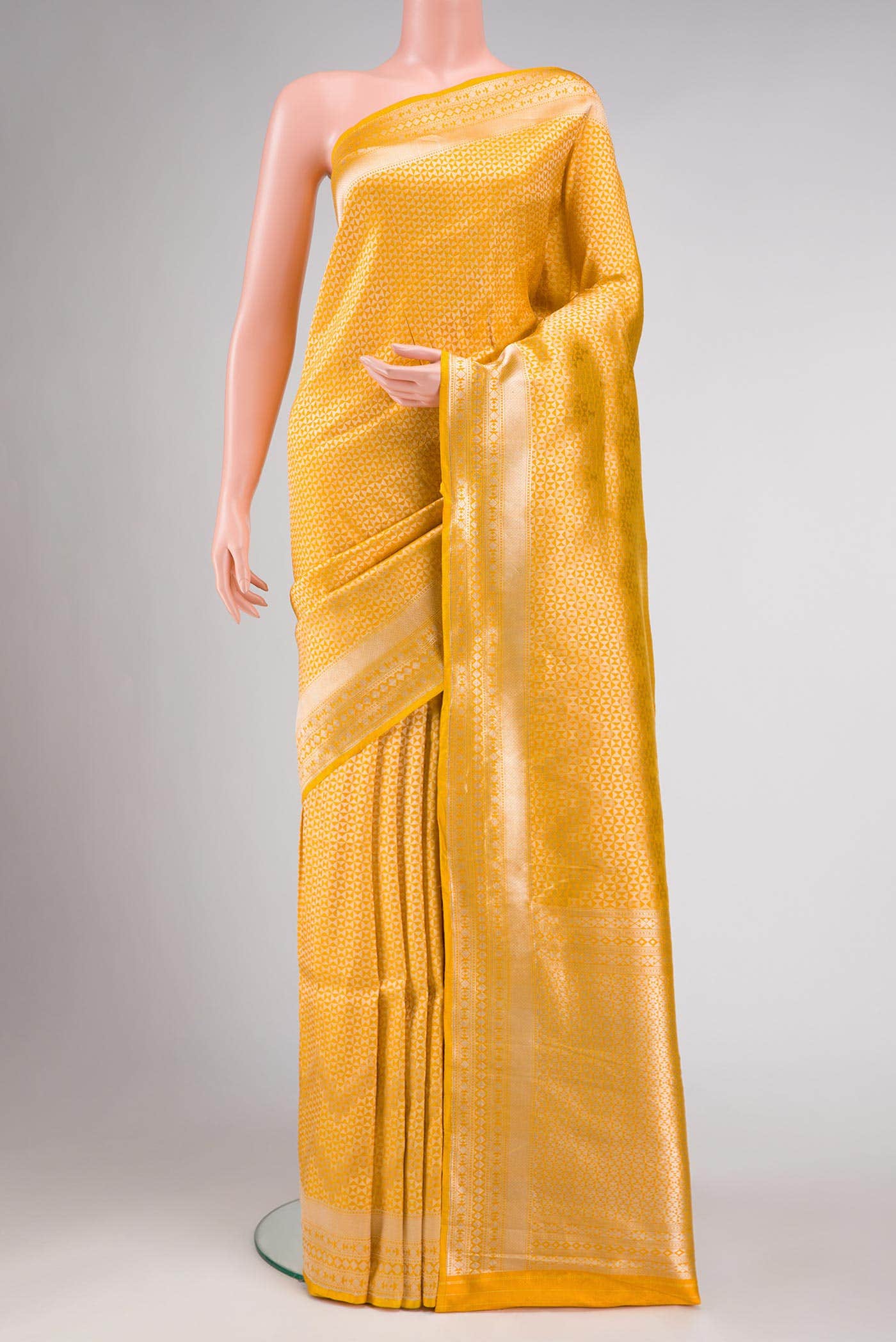 Mustard Banarasi Silk Saree - Image 7