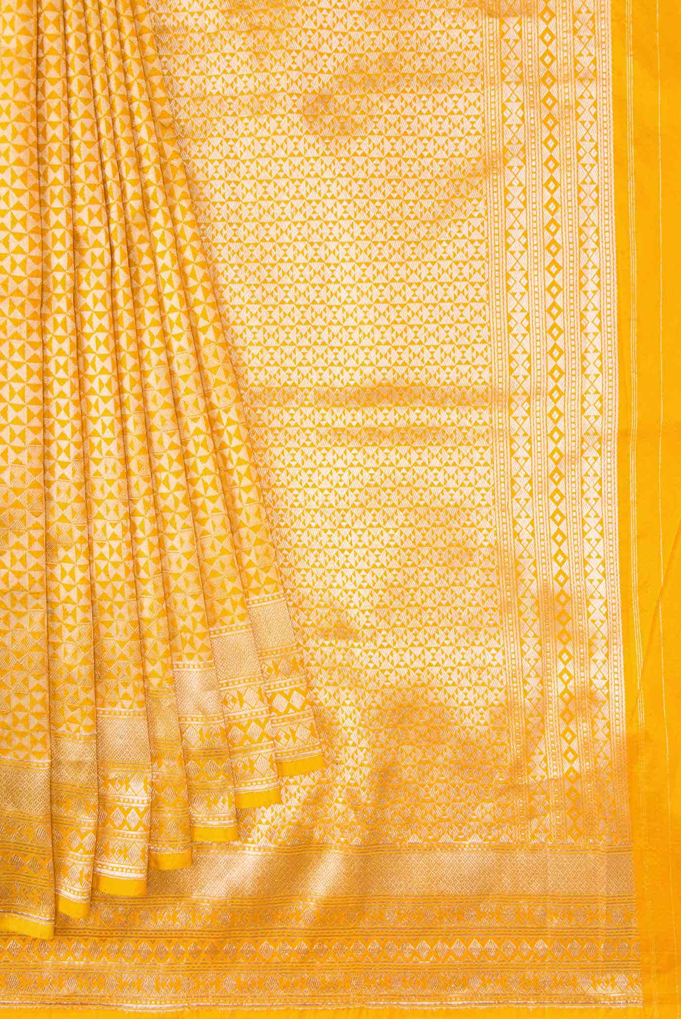 Mustard Banarasi Silk Saree - Image 8