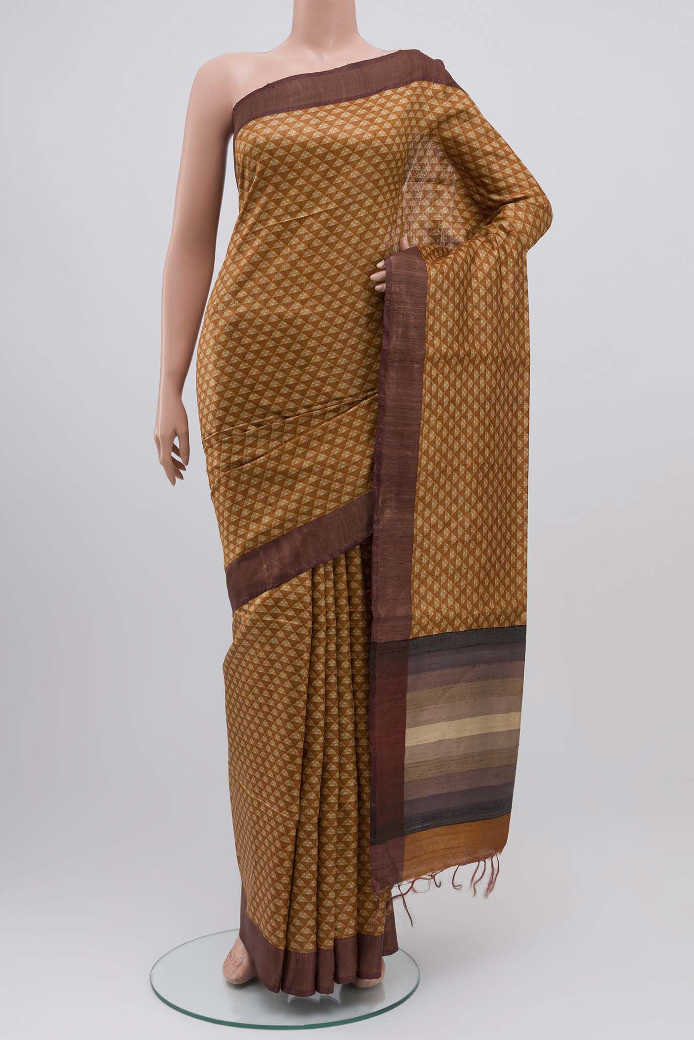 Mustard Bhagalpuri Tussar Silk Saree