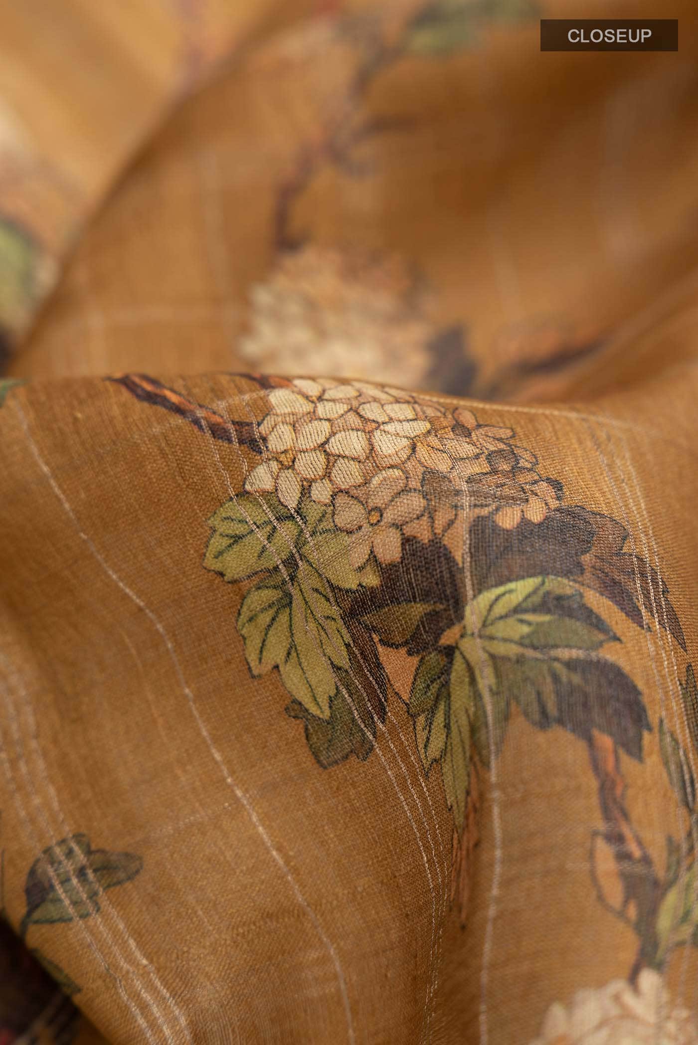 Mustard Bhagalpuri Tussar Silk Saree - Image 2