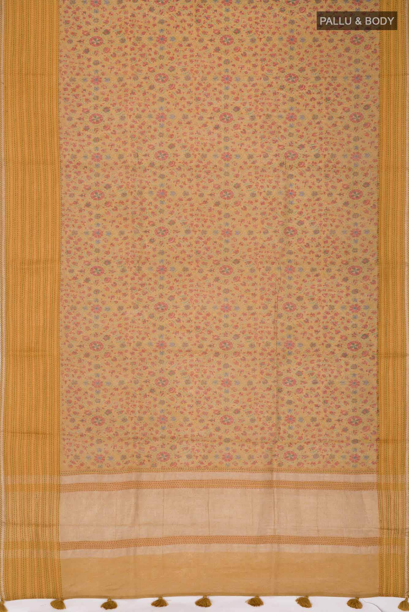 Mustard Bhagalpuri Tussar Silk Saree - Image 3