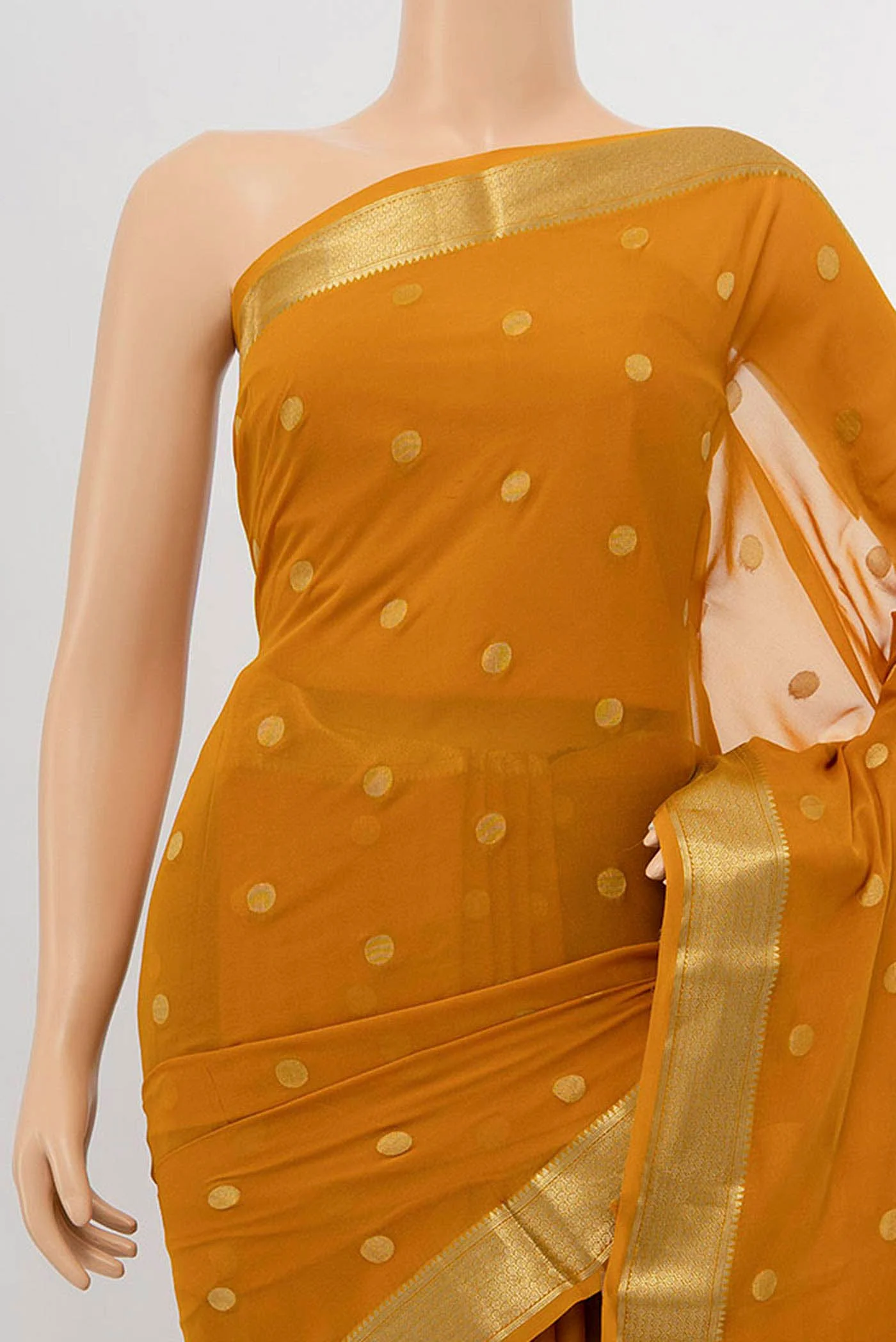 Mustard Blended Georgette Saree - Image 2
