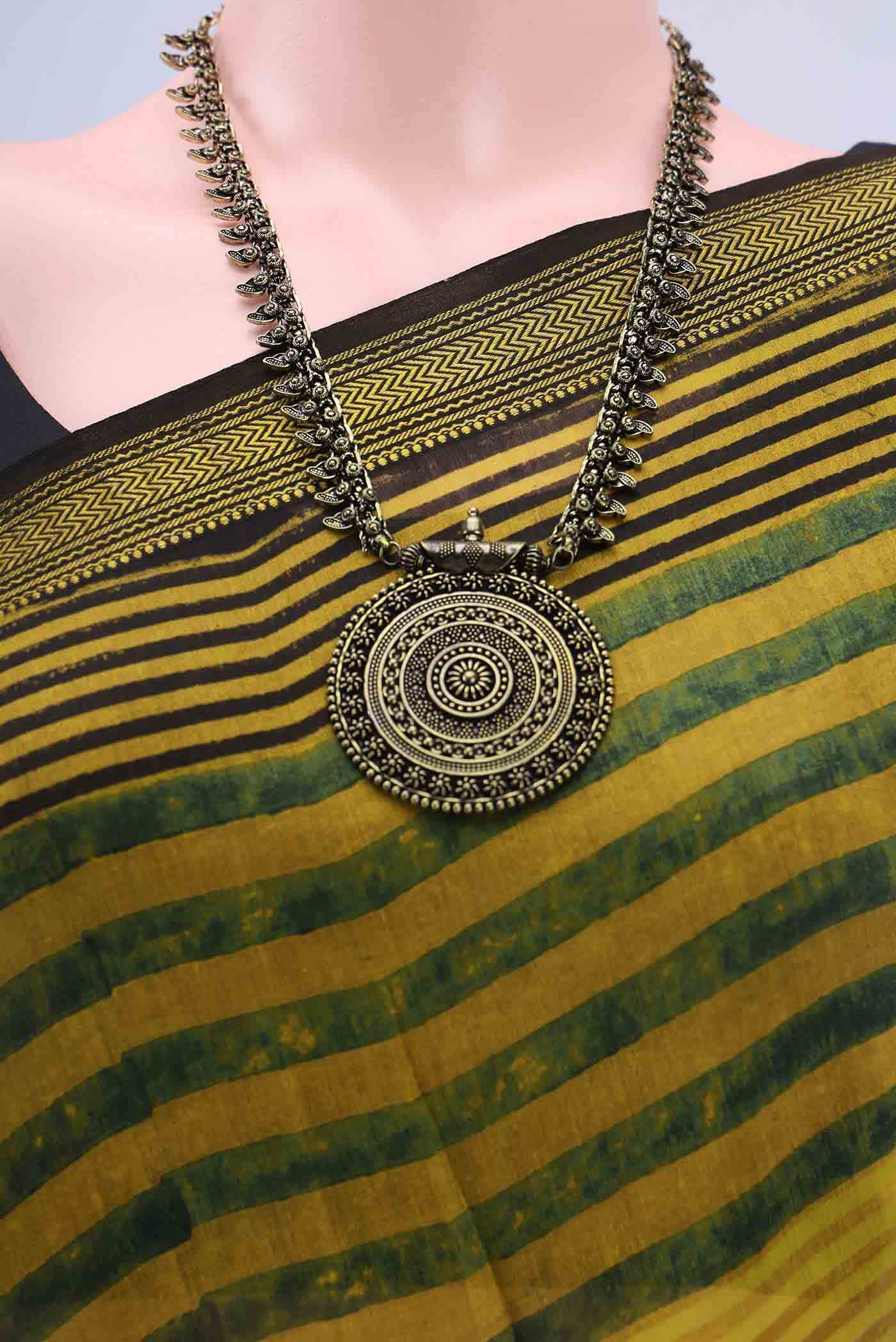 Mustard Chanderi Silk Cotton Saree - Image 3