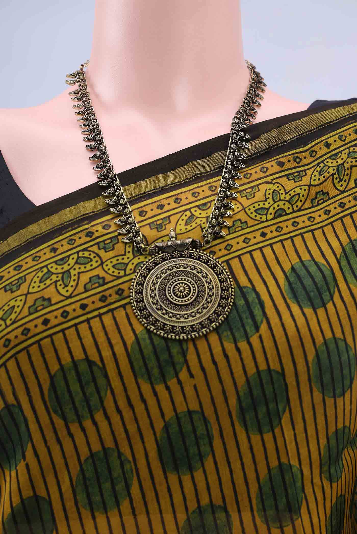 Mustard Chanderi Silk Cotton Saree - Image 3