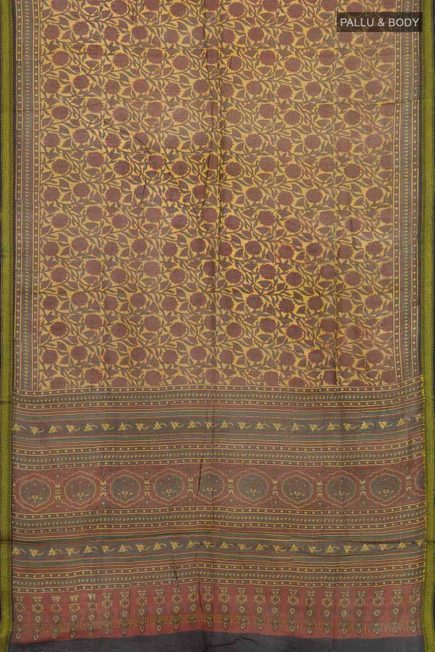 Mustard Chanderi Silk Cotton Saree - Image 3