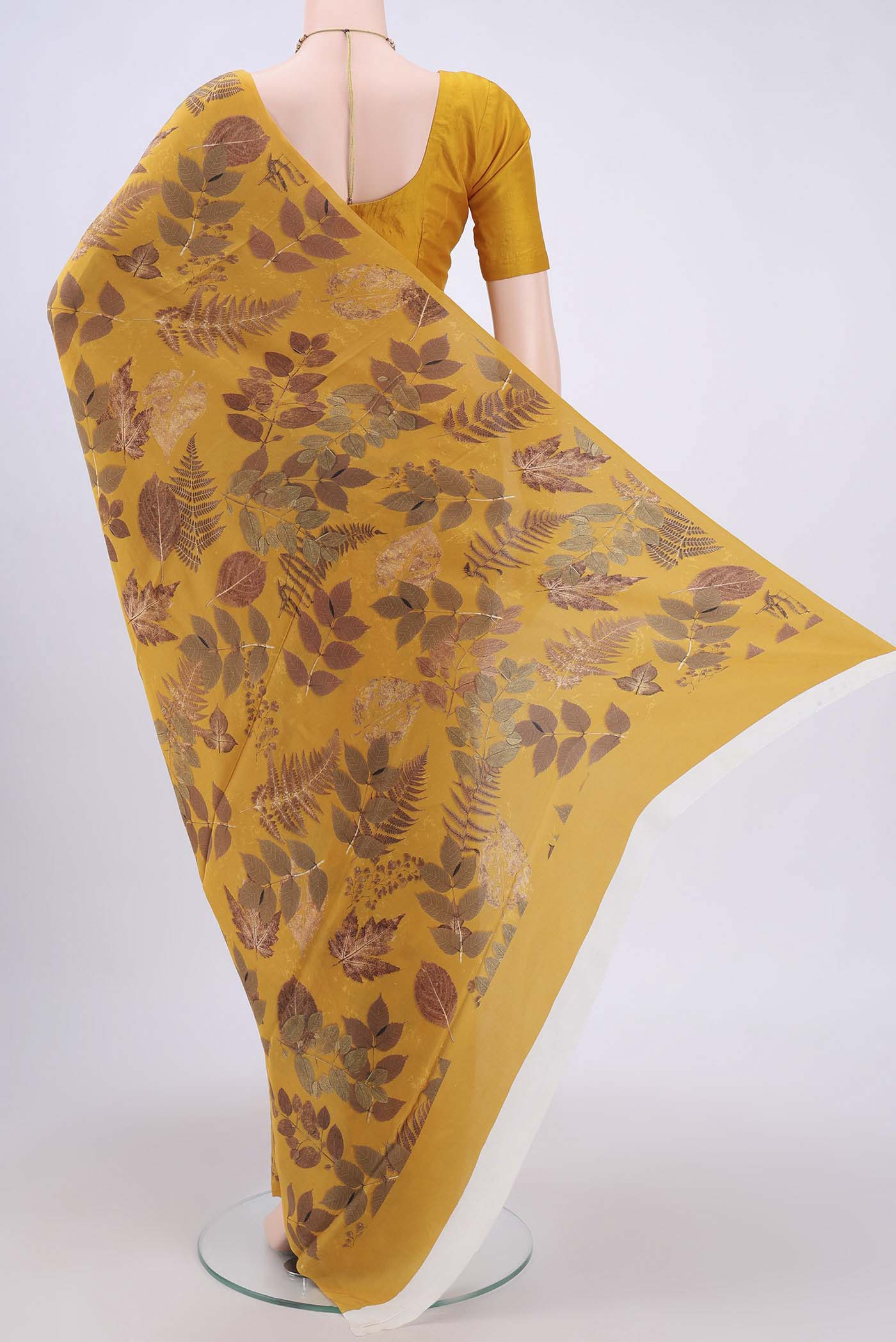 Mustard Crepe Saree - Image 3